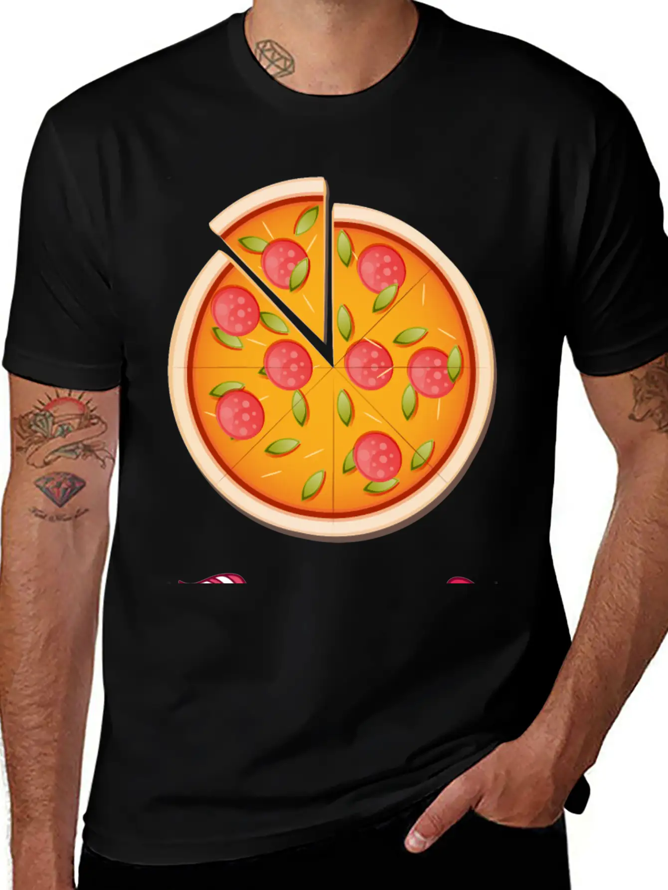 PIZZA Is My Valentine - Arrow Pointing Left Stylish Everyday T-Shirt – Unisex Basic Cotton Tee