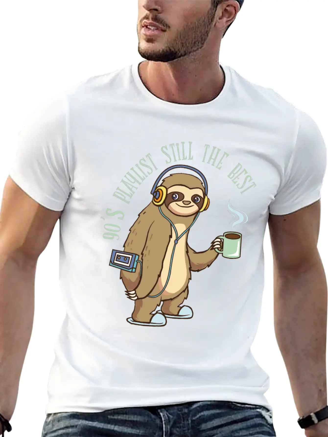 Playlist - 90's Songs Coffee Walkman - Zoo Stylish Everyday T-Shirt – Unisex Basic Cotton Tee