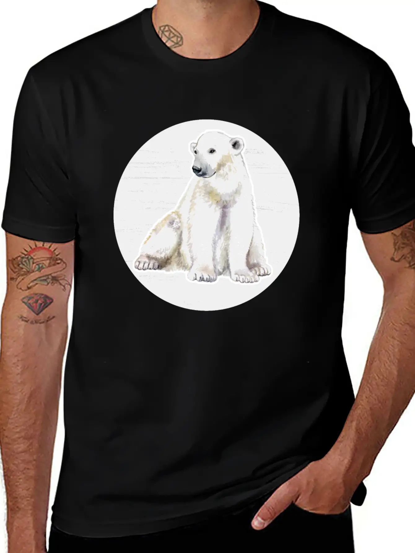 Polar Bear Watercolor Drawing Basic Graphic T-Shirt – Daily Comfort In Soft Cotton