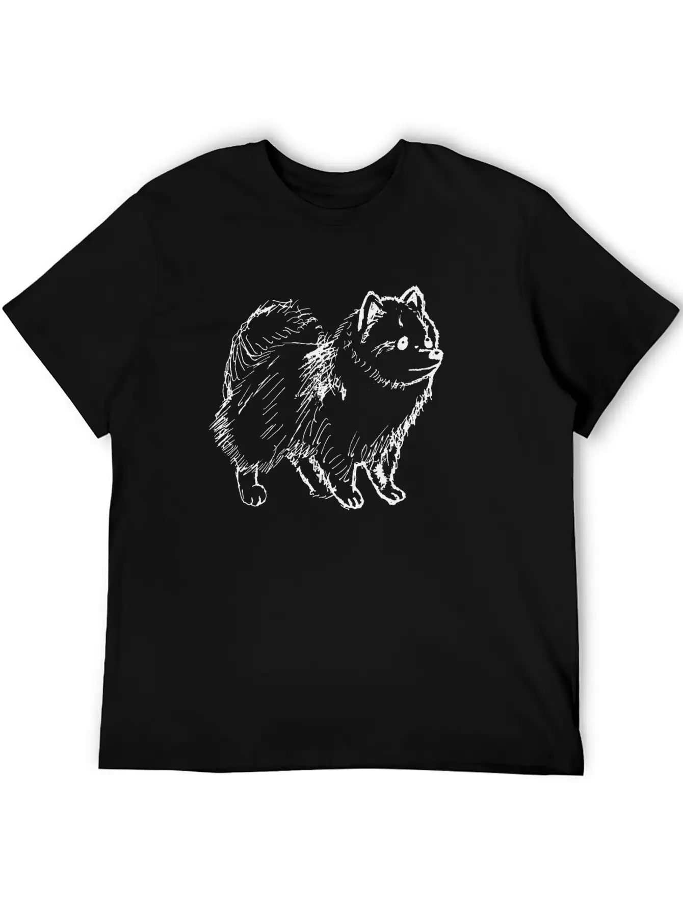 Pomeranian Dog Sketch Stylish Everyday T-Shirt – Unisex Basic Cotton Tee