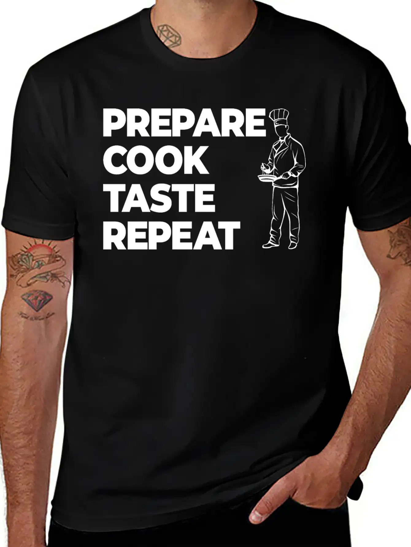 Prepare Cook Taste Repeat Lightweight Cotton T-Shirt – Daily Comfort Graphic Shirt