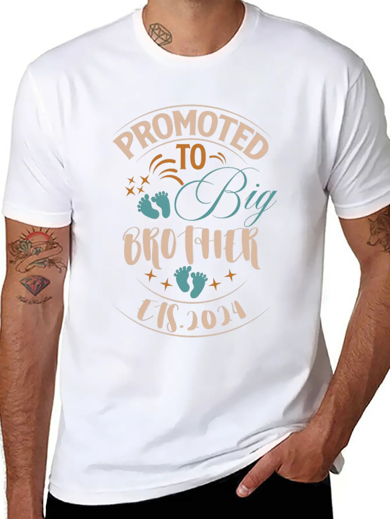 Promoted To Big Brother Est. 2024 For Pregnancy Or Stylish Everyday T-Shirt – Unisex Basic Cotton Tee