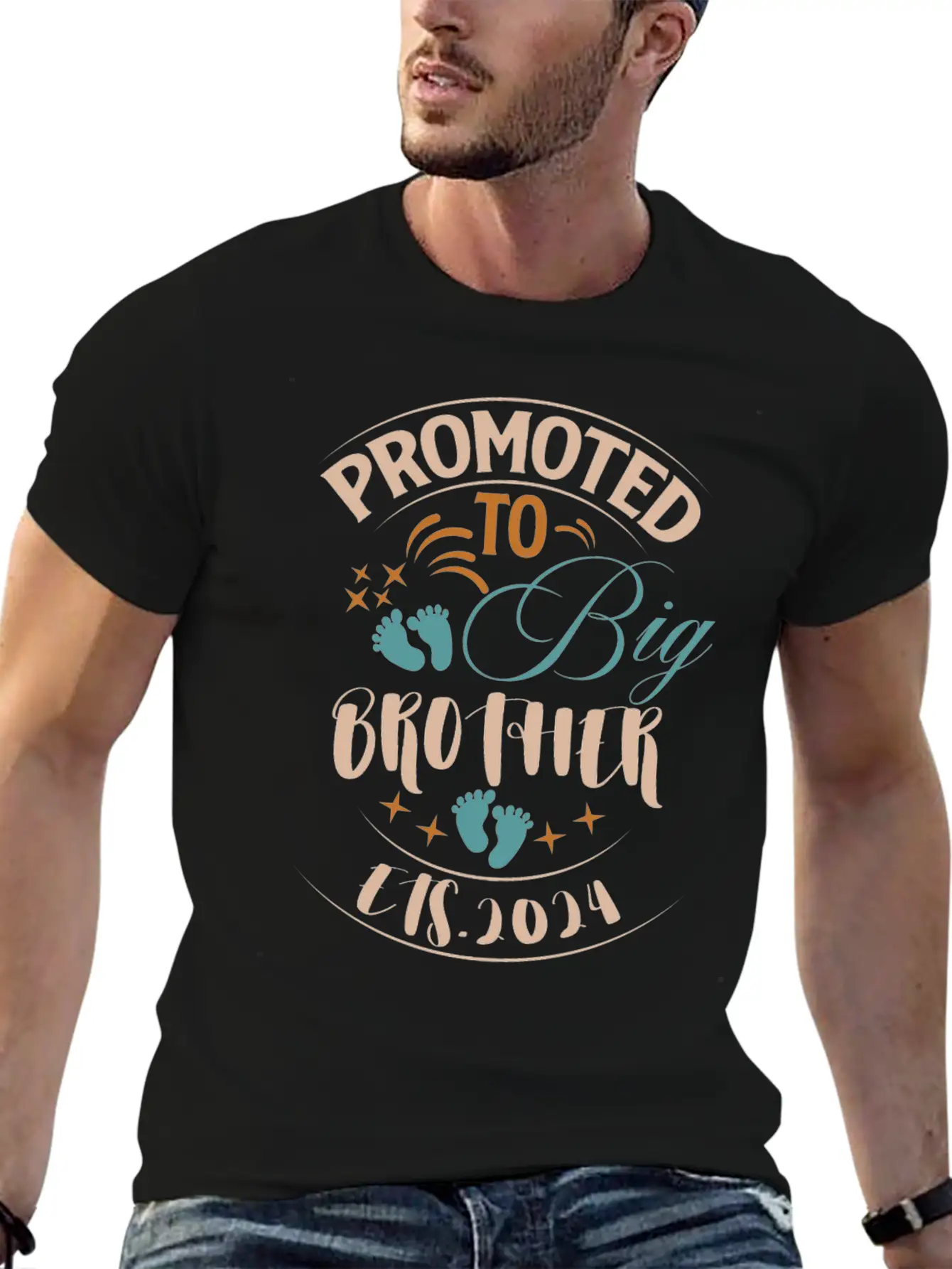 Promoted To Big Brother Est. 2024 For Pregnancy Or Stylish Everyday T-Shirt – Unisex Basic Cotton Tee