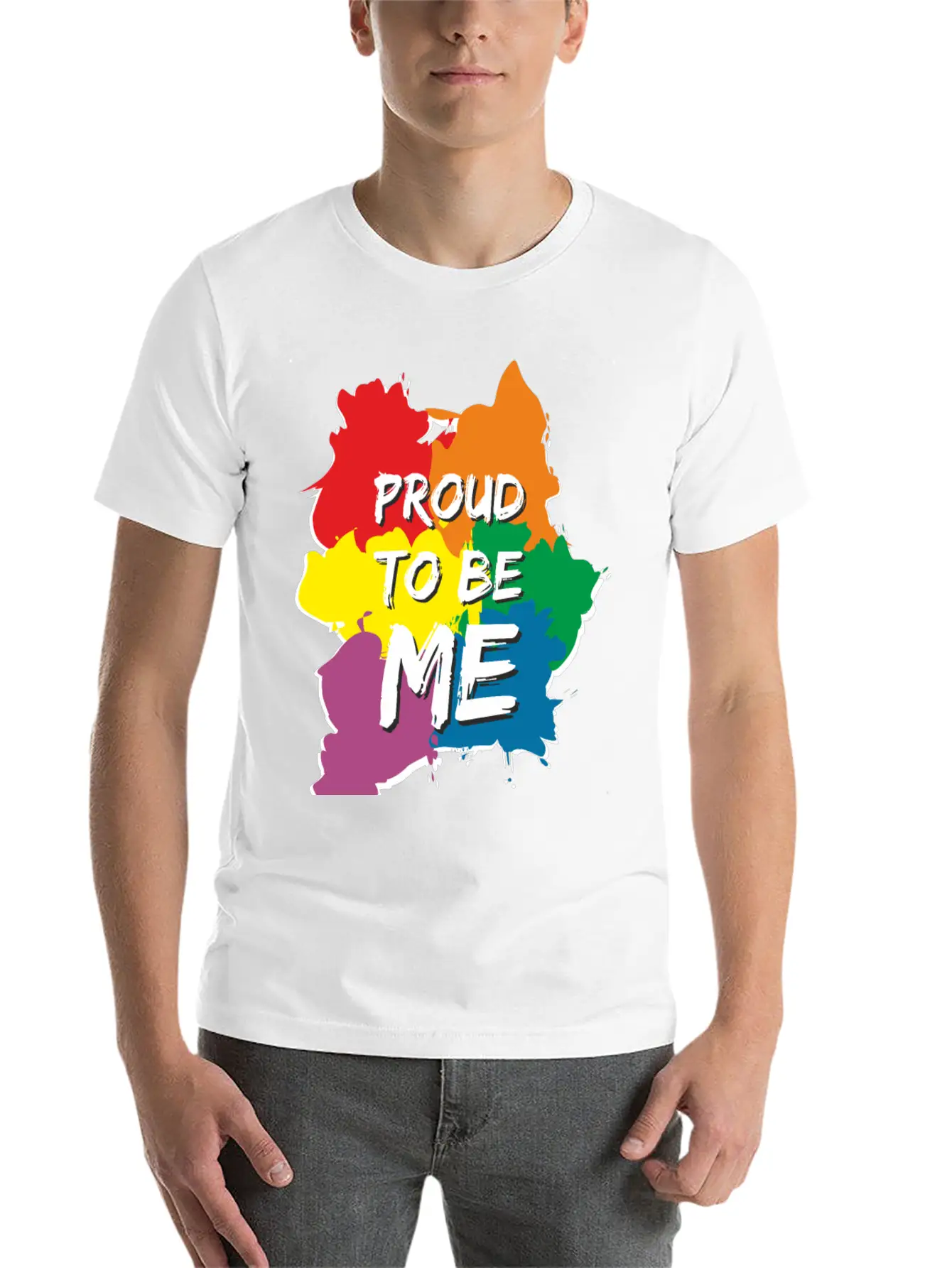 Proud LGBT Rainbow Splash, Gay Pride Stylish Everyday T-Shirt – Unisex Basic Cotton Tee