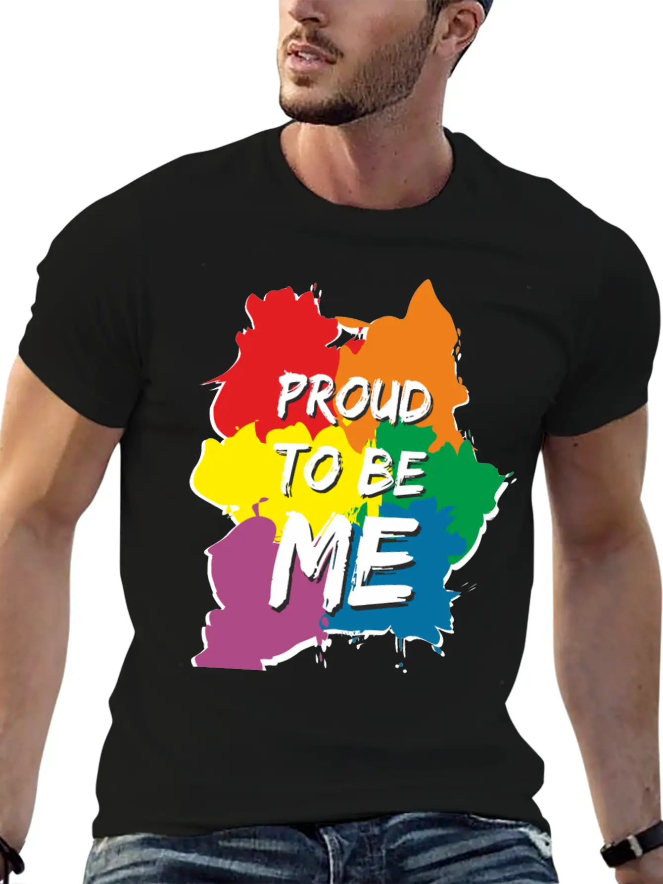 Proud LGBT Rainbow Splash, Gay Pride Stylish Everyday T-Shirt – Unisex Basic Cotton Tee