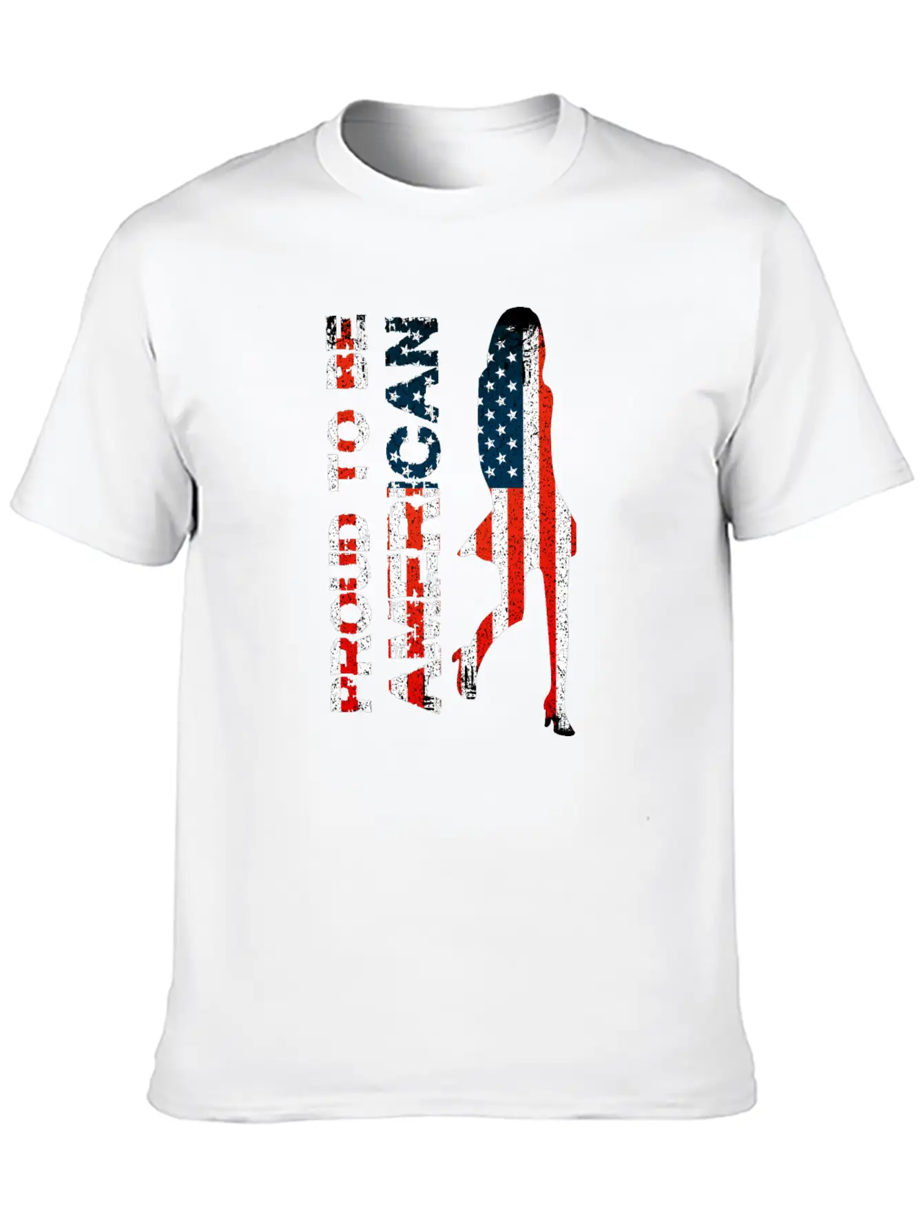 Proud To Be American Grunge Flag Girl Stylish Everyday T-Shirt – Unisex Basic Cotton Tee