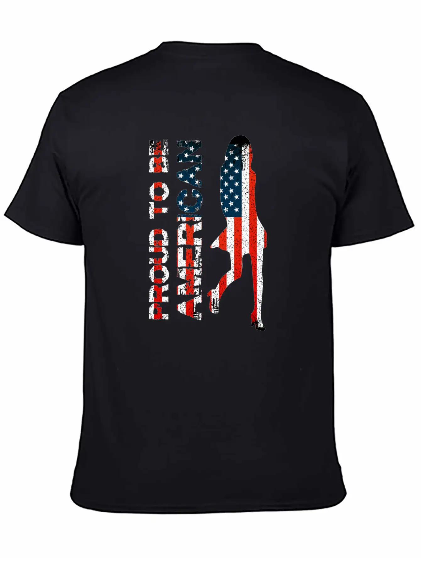 Proud To Be American Grunge Flag Girl Stylish Everyday T-Shirt – Unisex Basic Cotton Tee
