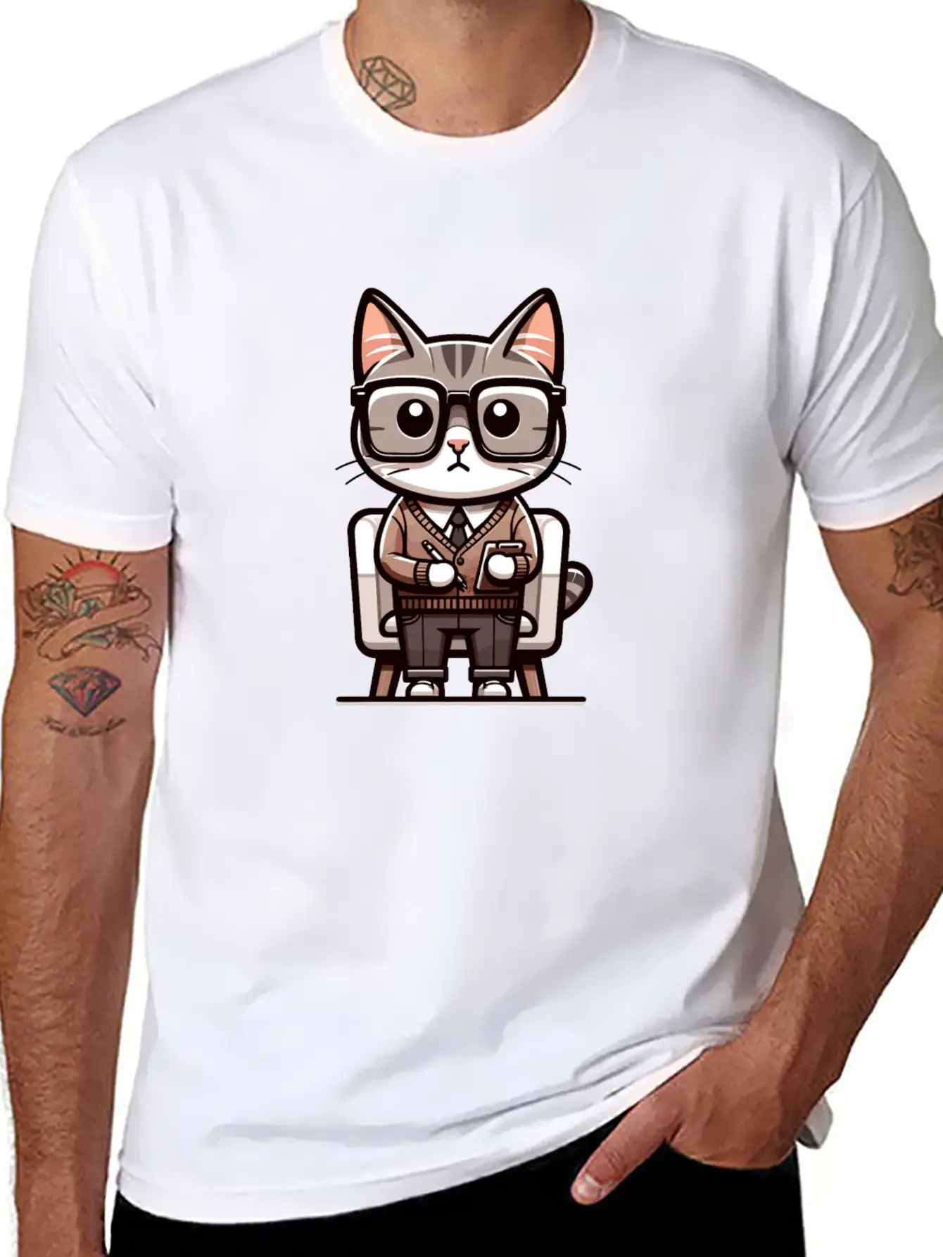 Psychologist Cat Basic Graphic T-Shirt – Daily Comfort In Soft Cotton