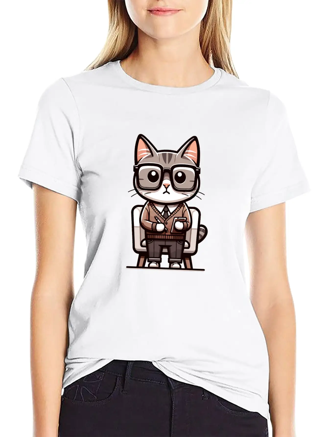 Psychologist Cat Basic Graphic T-Shirt – Daily Comfort In Soft Cotton