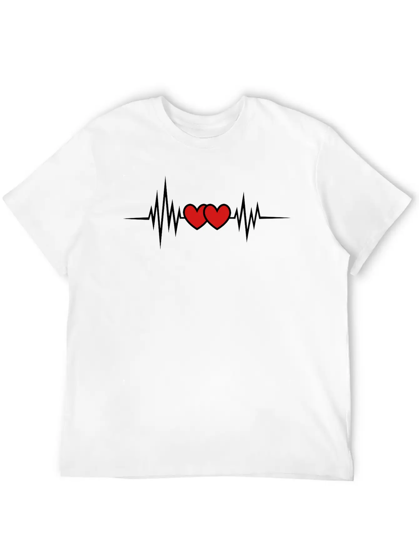 Pulse Heartbeat, Rate, Frequency, Double Heart, Stylish Everyday T-Shirt – Unisex Basic Cotton Tee