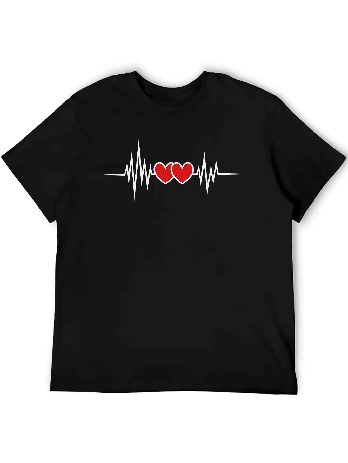 Pulse Heartbeat, Rate, Frequency, Double Heart, Stylish Everyday T-Shirt – Unisex Basic Cotton Tee