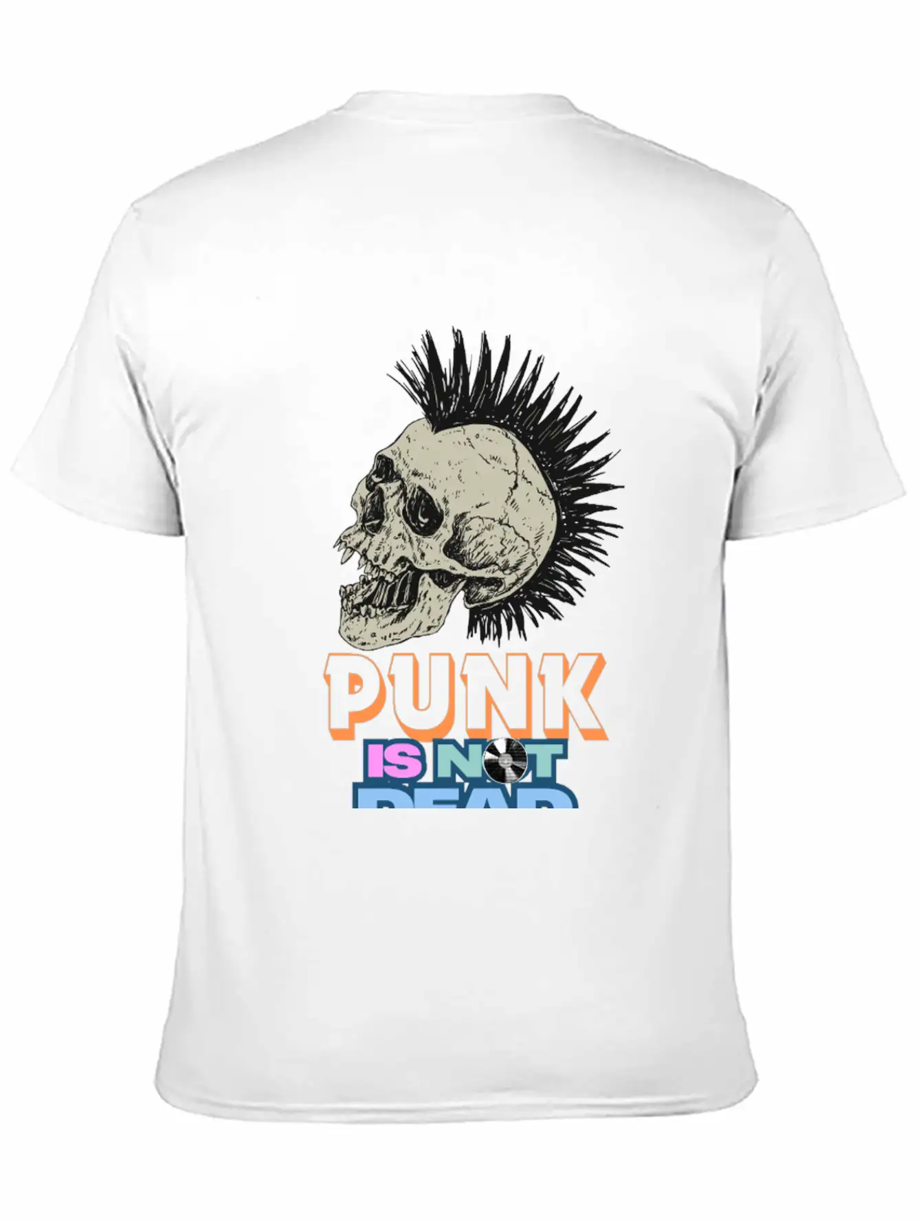 Punk Skull Mohawk Design – Punk Is Not Dead Casual Graphic T-Shirt – Simple And Comfortable Daily Wear