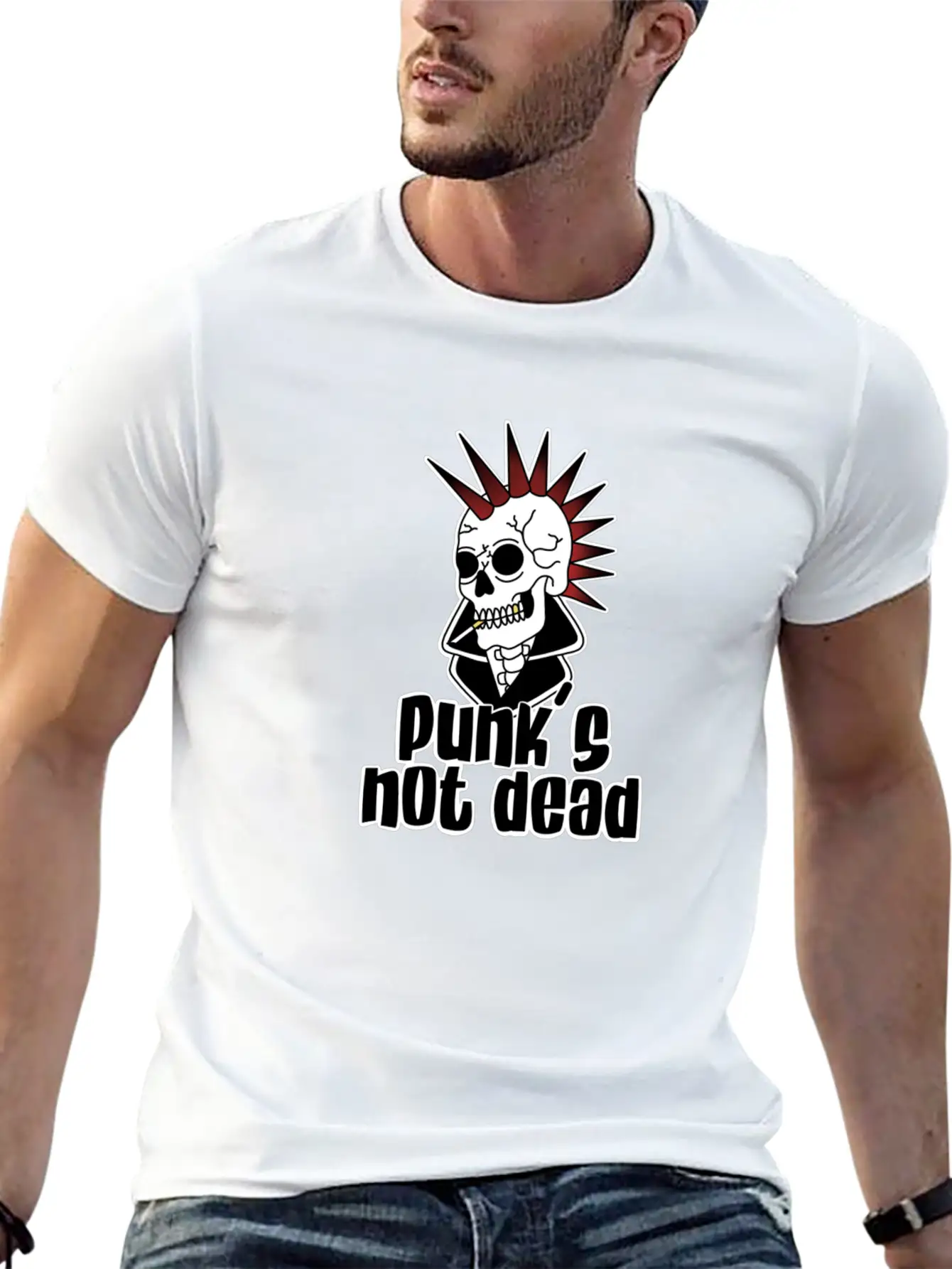 Punk's Not Dead Skull Old School Basic Graphic T-Shirt – Daily Comfort In Soft Cotton