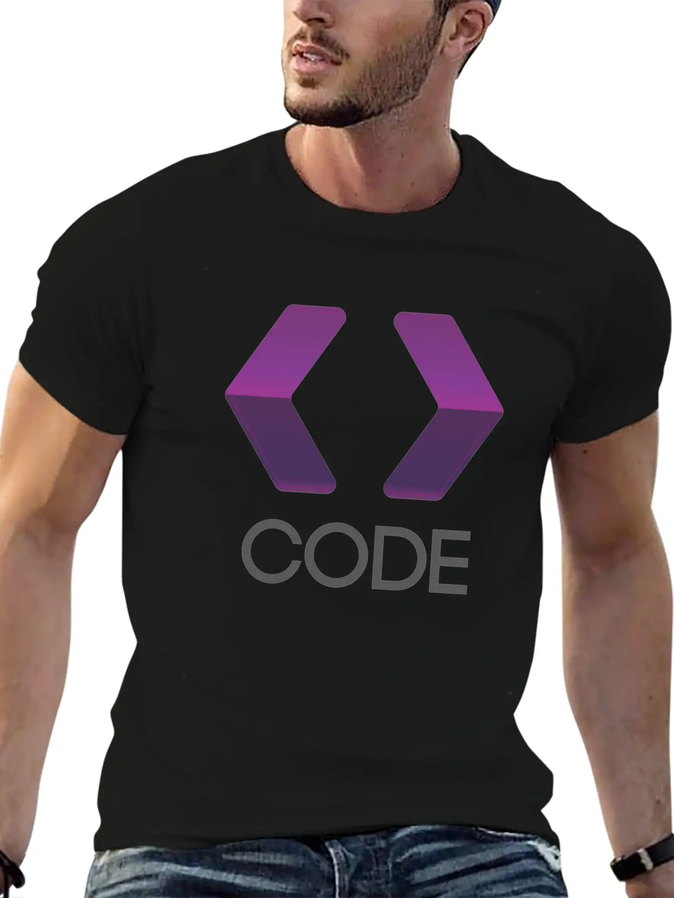 Purple Arrows Shape Code Basic Graphic T-Shirt – Daily Comfort In Soft Cotton