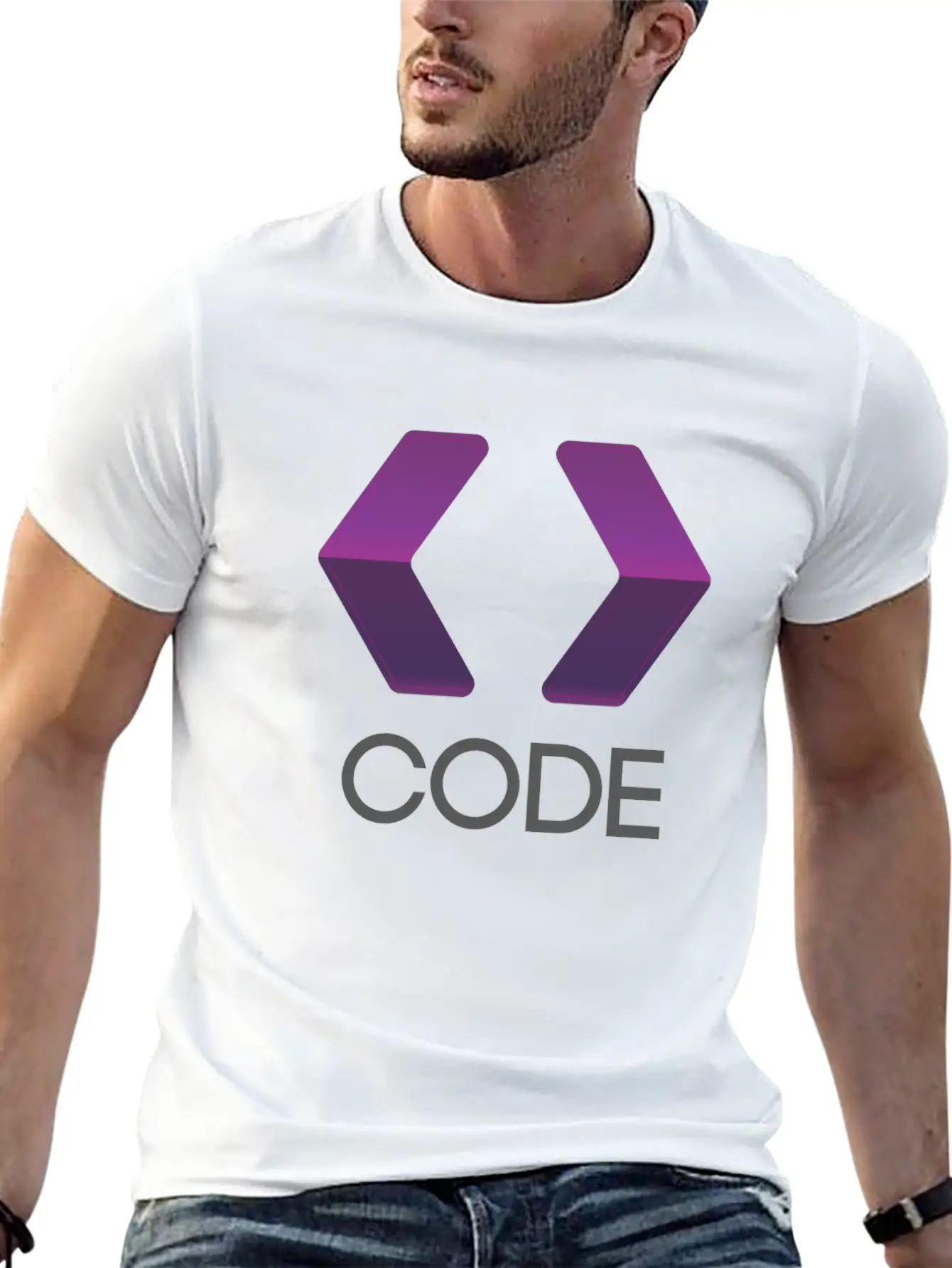 Purple Arrows Shape Code Basic Graphic T-Shirt – Daily Comfort In Soft Cotton