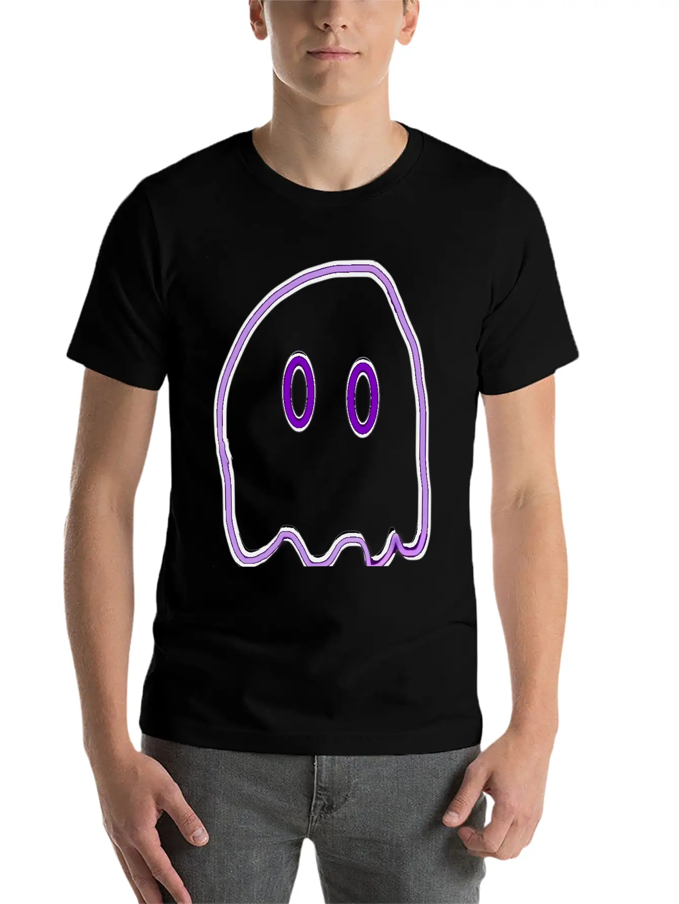 Purple Neon Ghost Basic Graphic T-Shirt – Daily Comfort In Soft Cotton