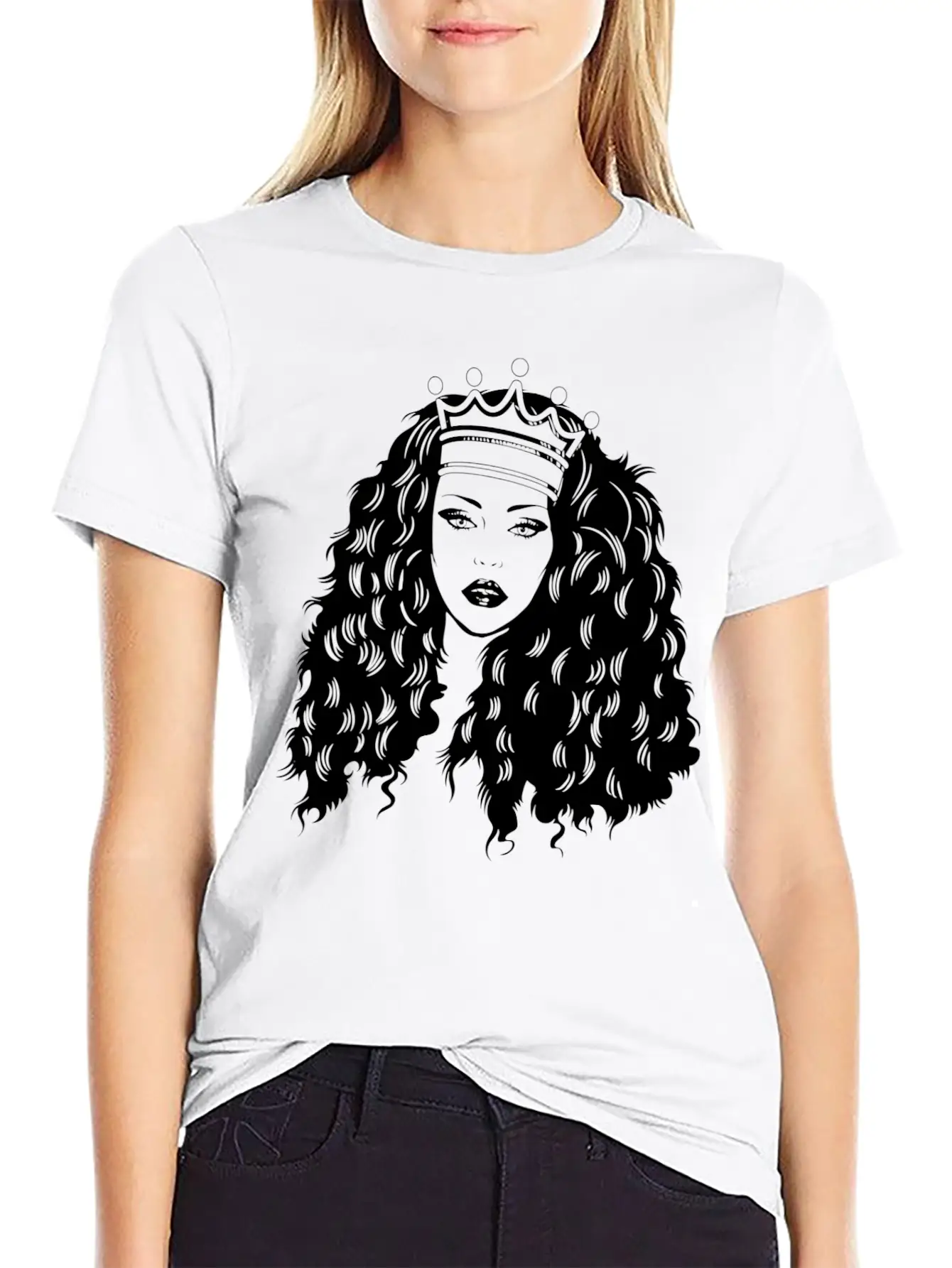 Queen Woman Crown Mix Ethnic Classy Pretty Lady Stylish Everyday T-Shirt – Unisex Basic Cotton Tee