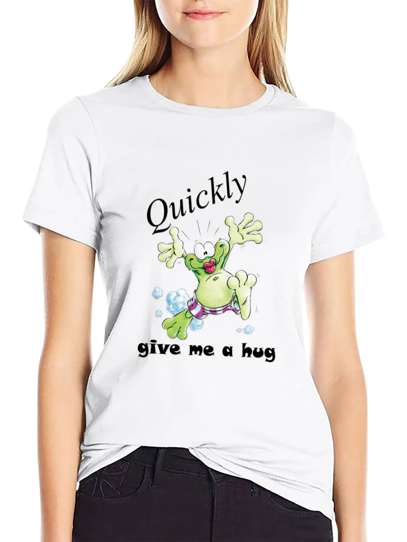 Quickly Give Me A Hug Basic Graphic T-Shirt – Daily Comfort In Soft Cotton