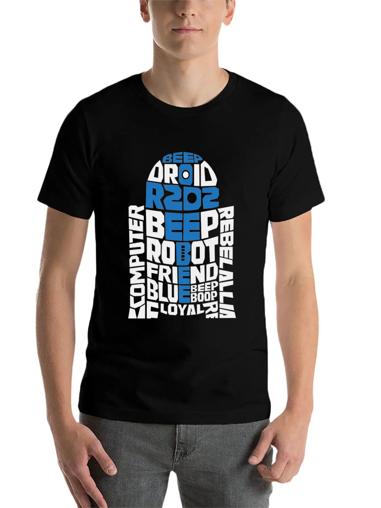 R2D2 Typography Classic Crew Neck Graphic Tee – Everyday Minimal Look
