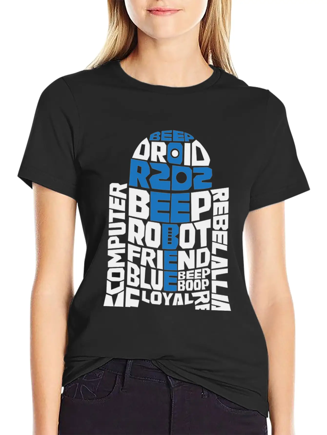 R2D2 Typography Classic Crew Neck Graphic Tee – Everyday Minimal Look