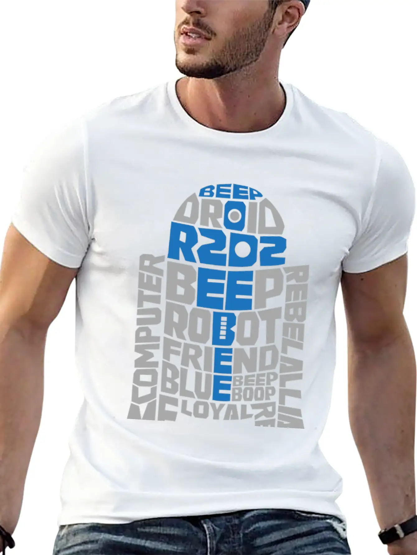R2D2 Typography Classic Crew Neck Graphic Tee – Everyday Minimal Look