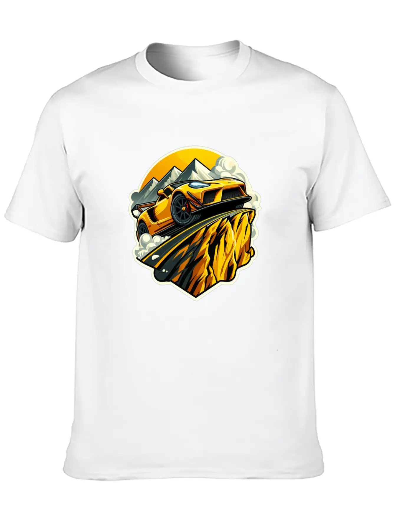 Racing Car Climbing A Mountain Stylish Everyday T-Shirt – Unisex Basic Cotton Tee