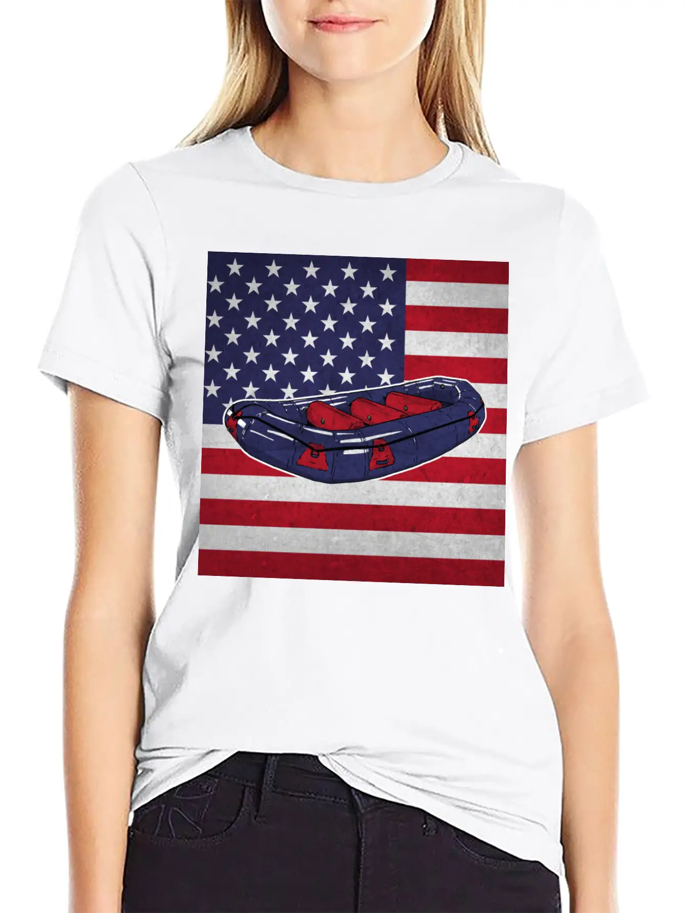 Rafting Rafter Us Flag Stylish Everyday T-Shirt – Unisex Basic Cotton Tee