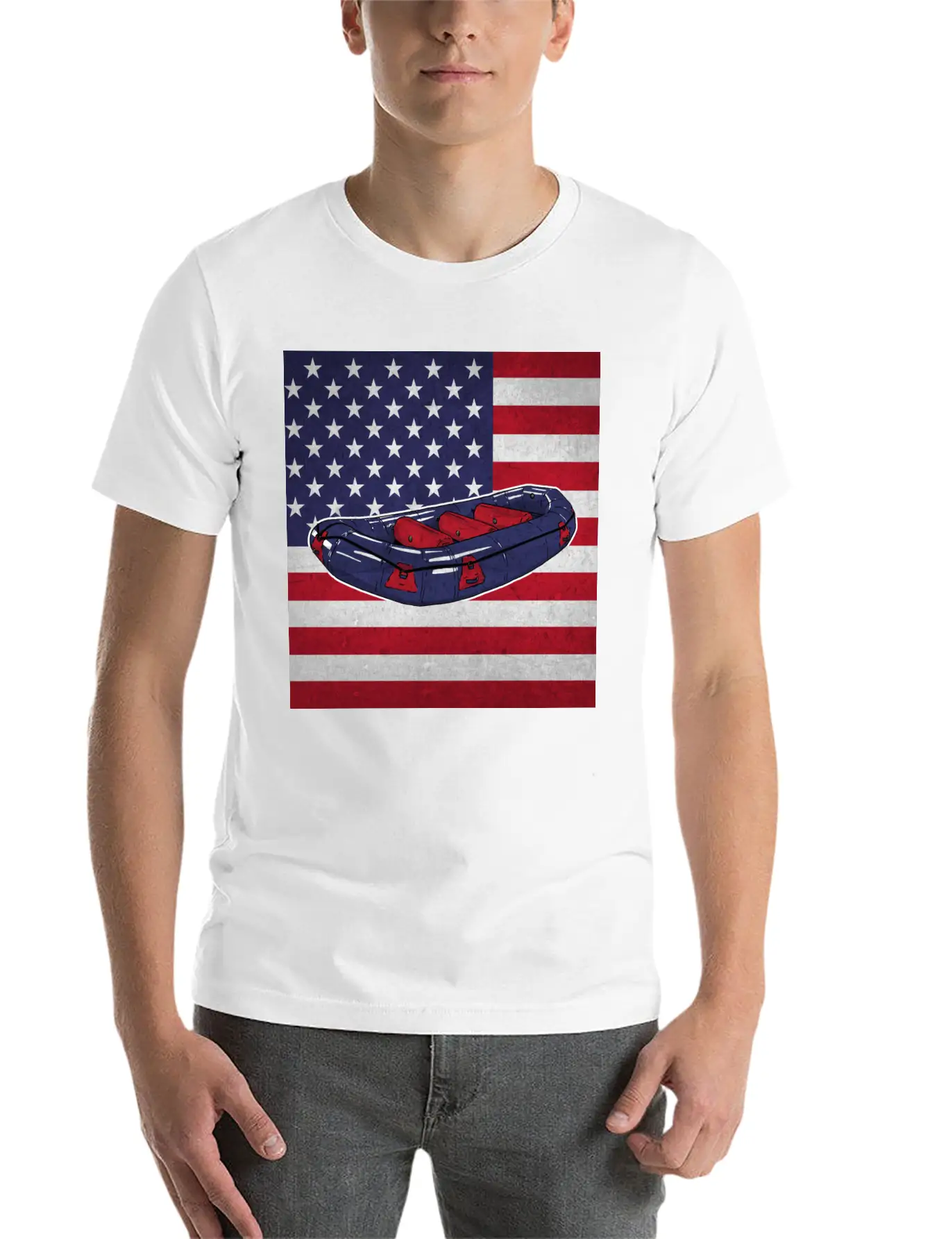 Rafting Rafter Us Flag Stylish Everyday T-Shirt – Unisex Basic Cotton Tee