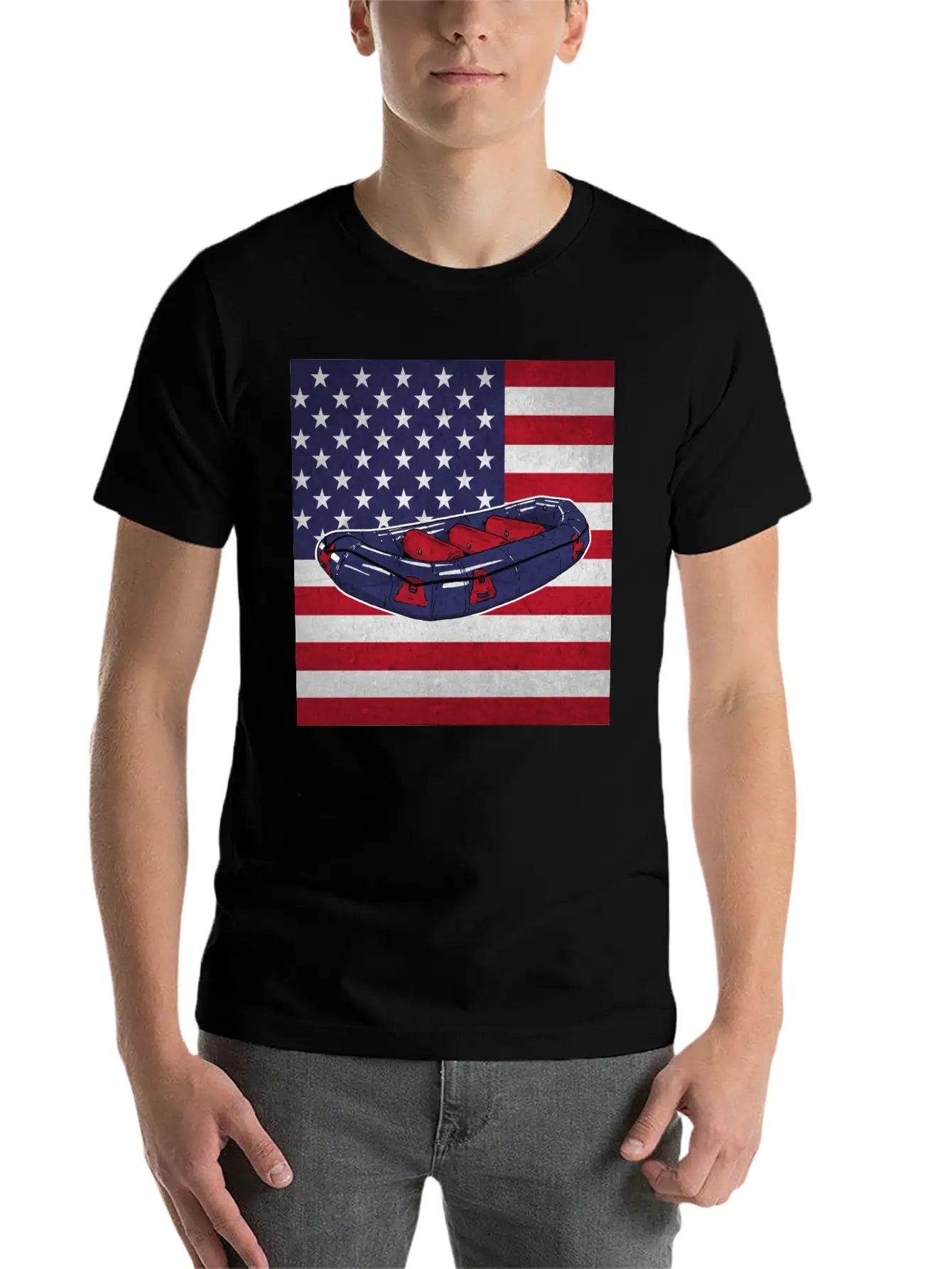 Rafting Rafter Us Flag Stylish Everyday T-Shirt – Unisex Basic Cotton Tee