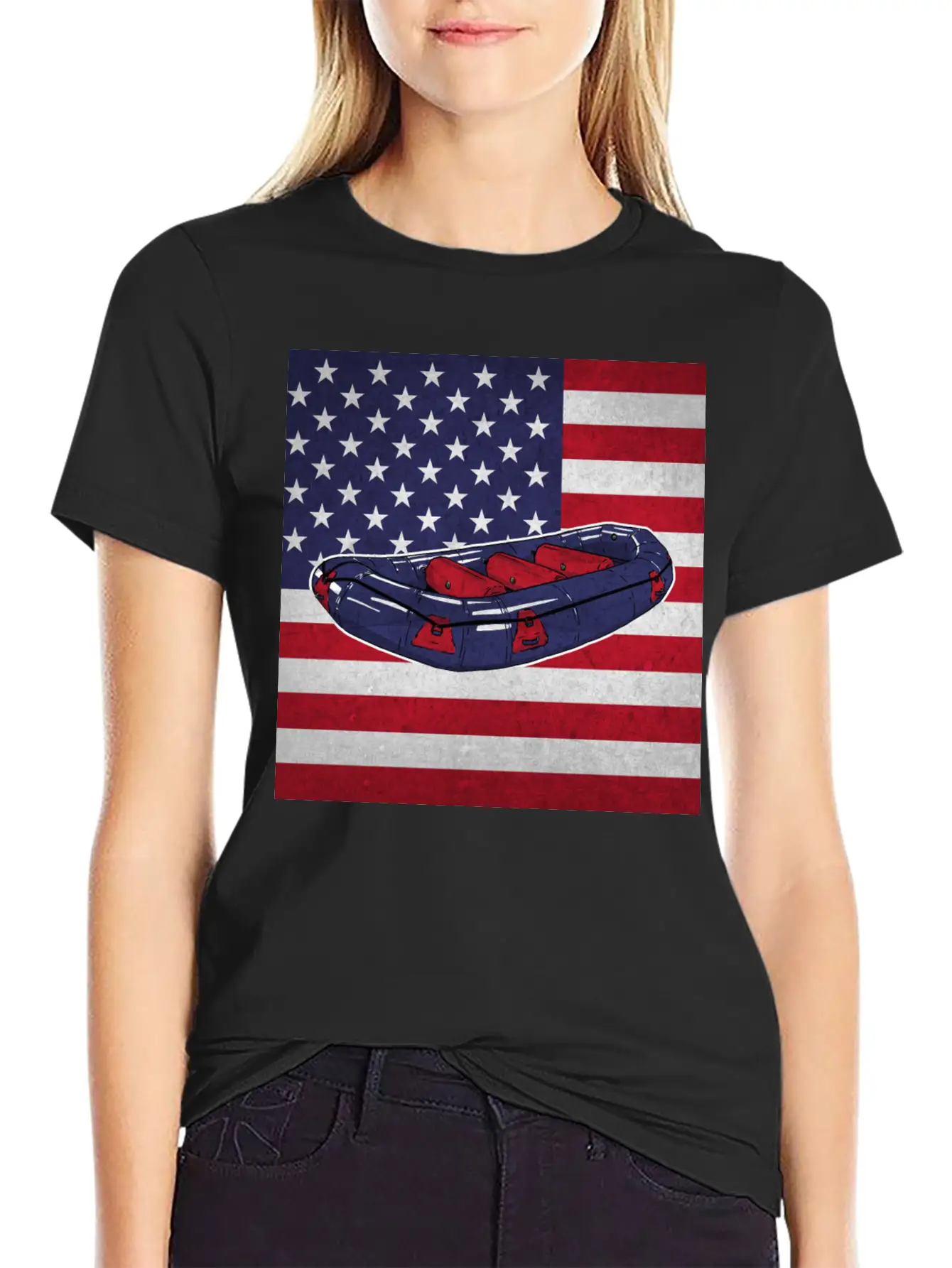 Rafting Rafter Us Flag Stylish Everyday T-Shirt – Unisex Basic Cotton Tee