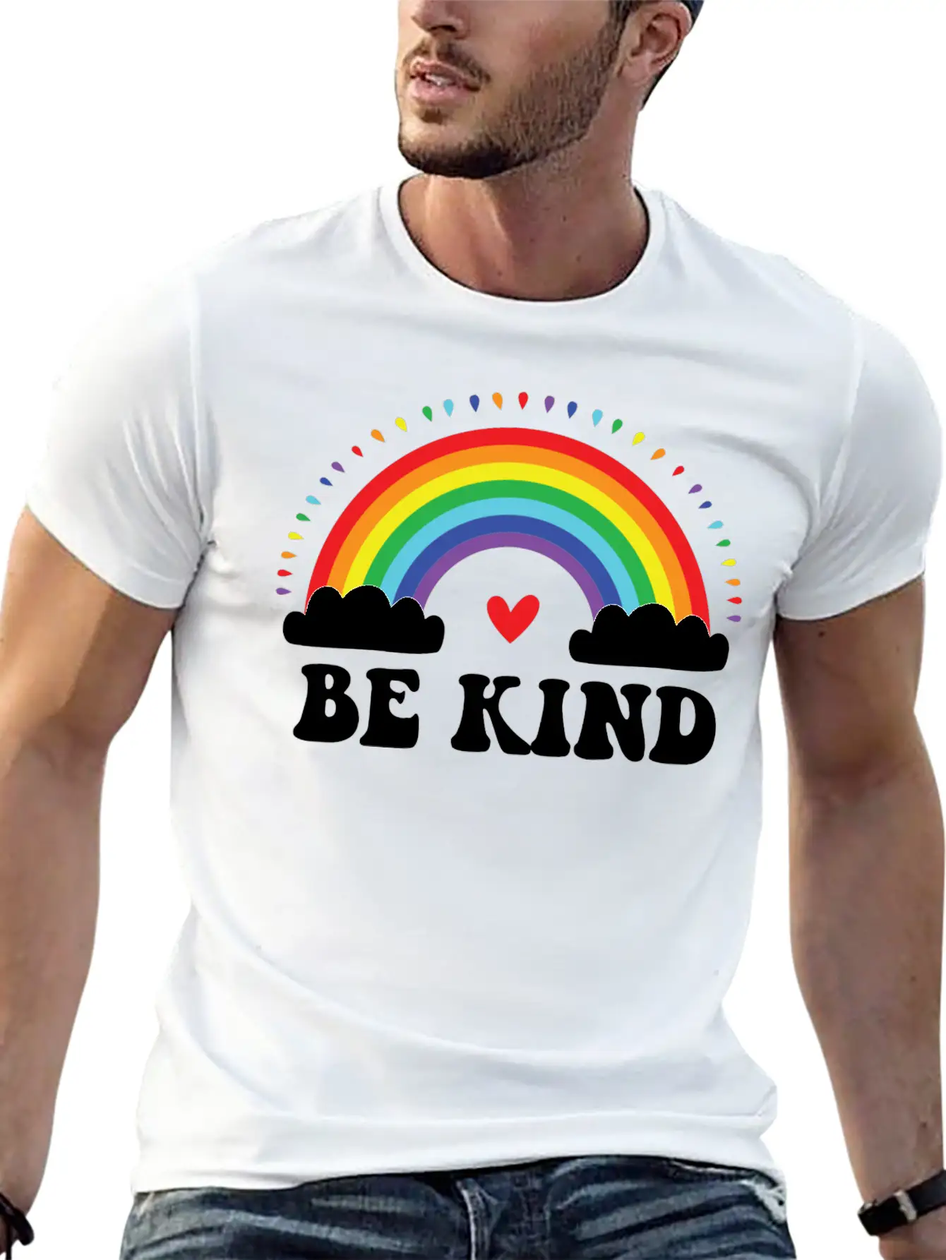 Rainbow Be Kind Stylish Everyday T-Shirt – Unisex Basic Cotton Tee