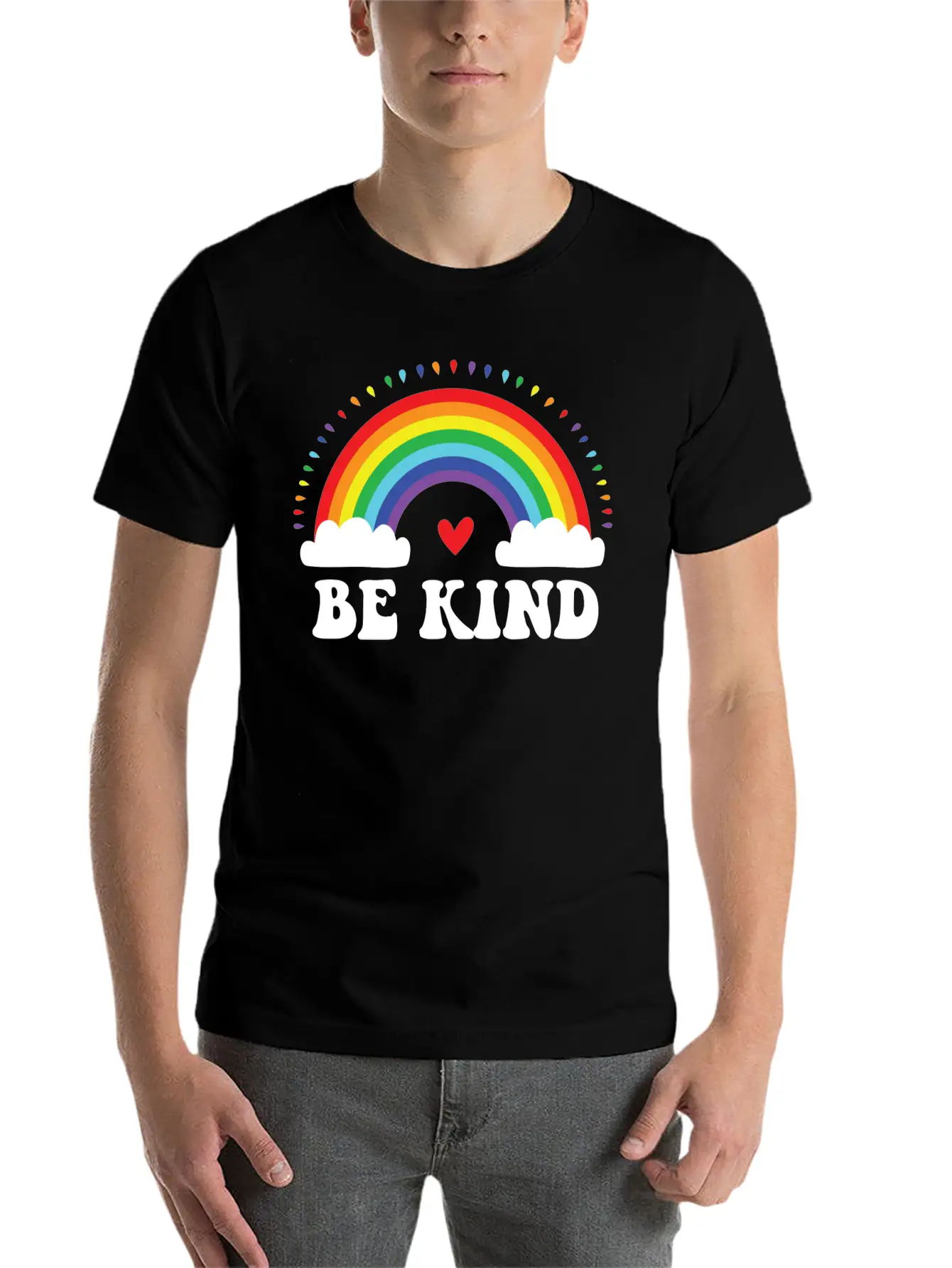 Rainbow Be Kind Stylish Everyday T-Shirt – Unisex Basic Cotton Tee