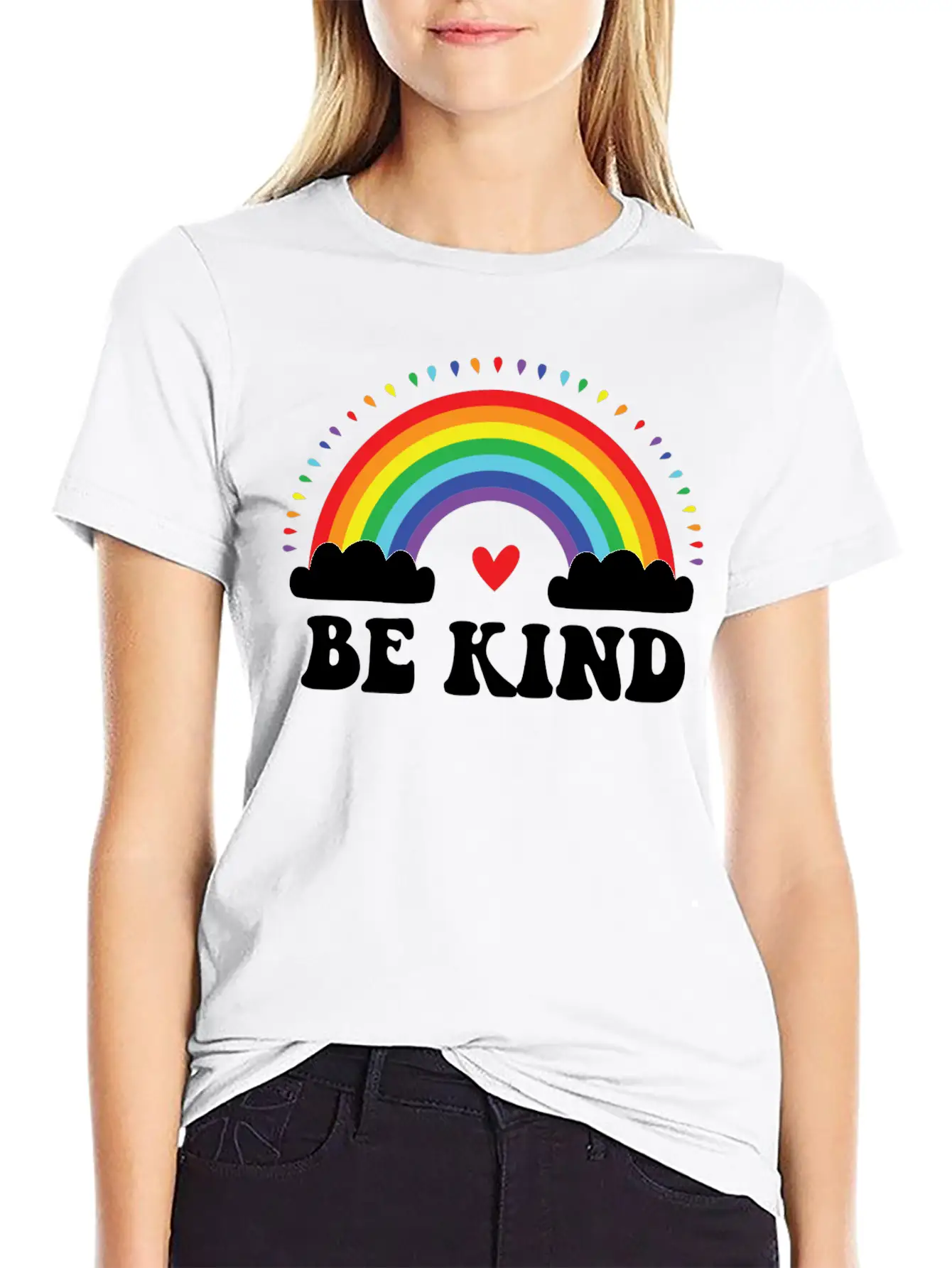 Rainbow Be Kind Stylish Everyday T-Shirt – Unisex Basic Cotton Tee