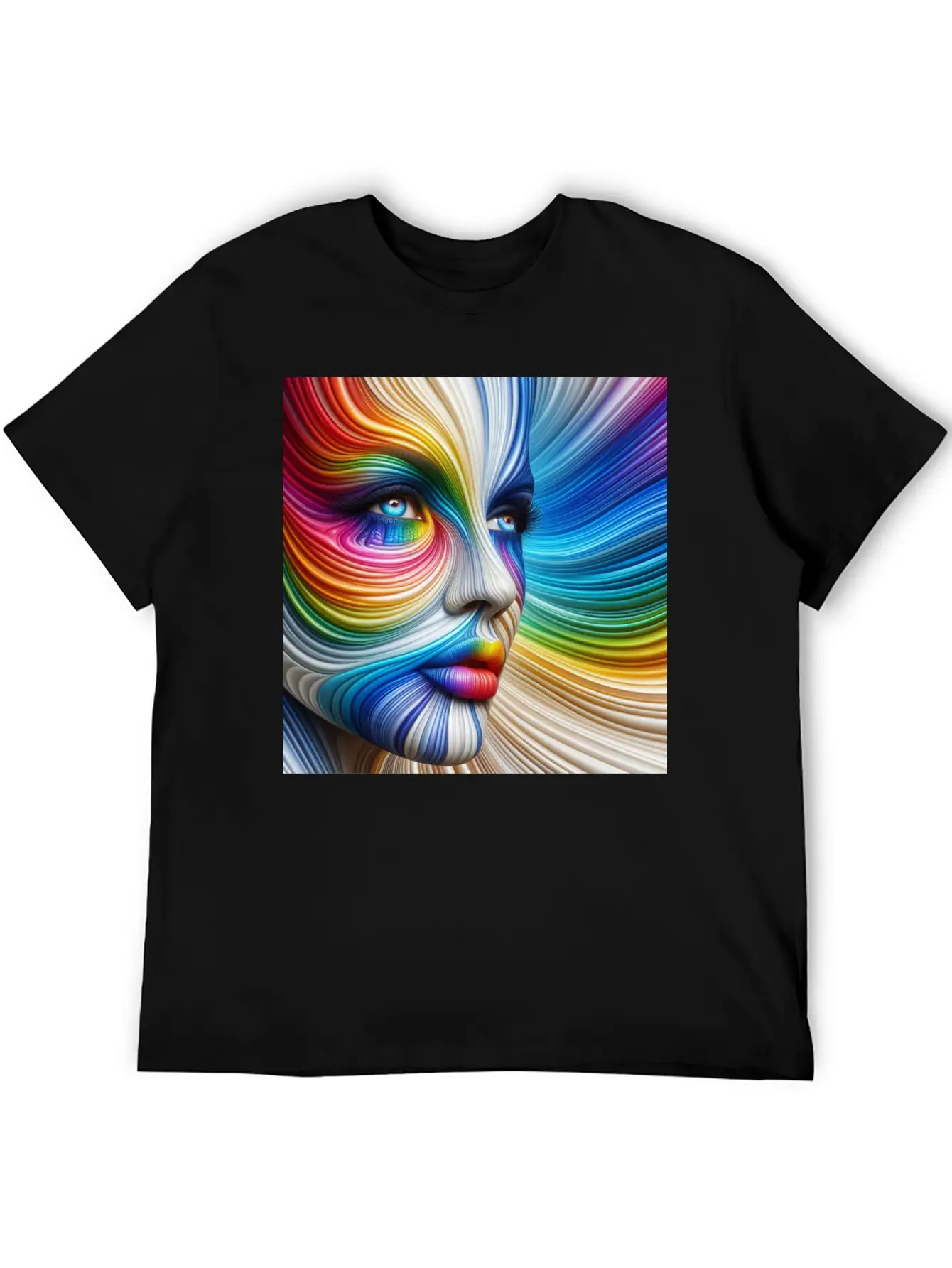 Rainbow Beautiful Woman Face Stylish Everyday T-Shirt – Unisex Basic Cotton Tee
