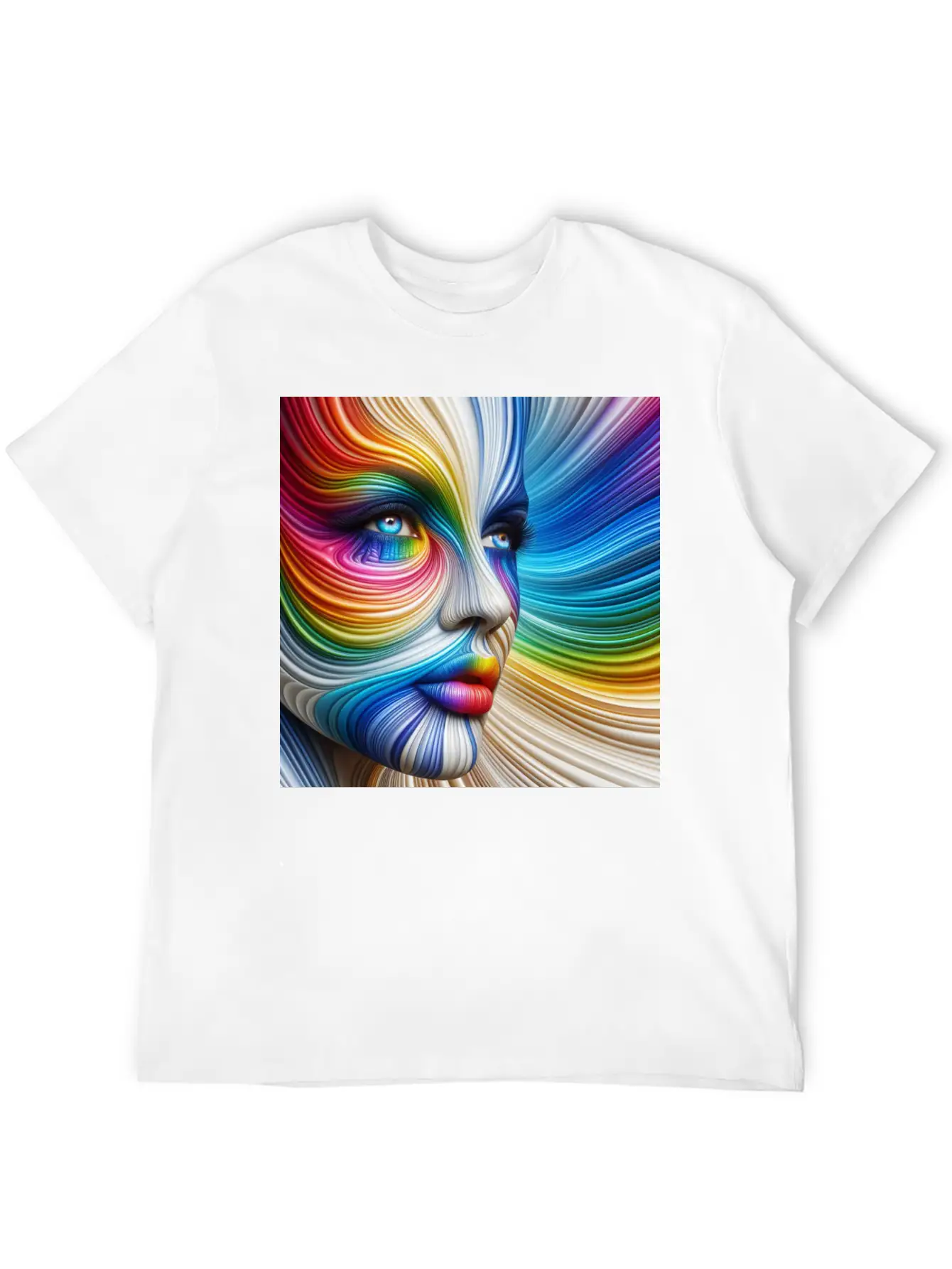 Rainbow Beautiful Woman Face Stylish Everyday T-Shirt – Unisex Basic Cotton Tee