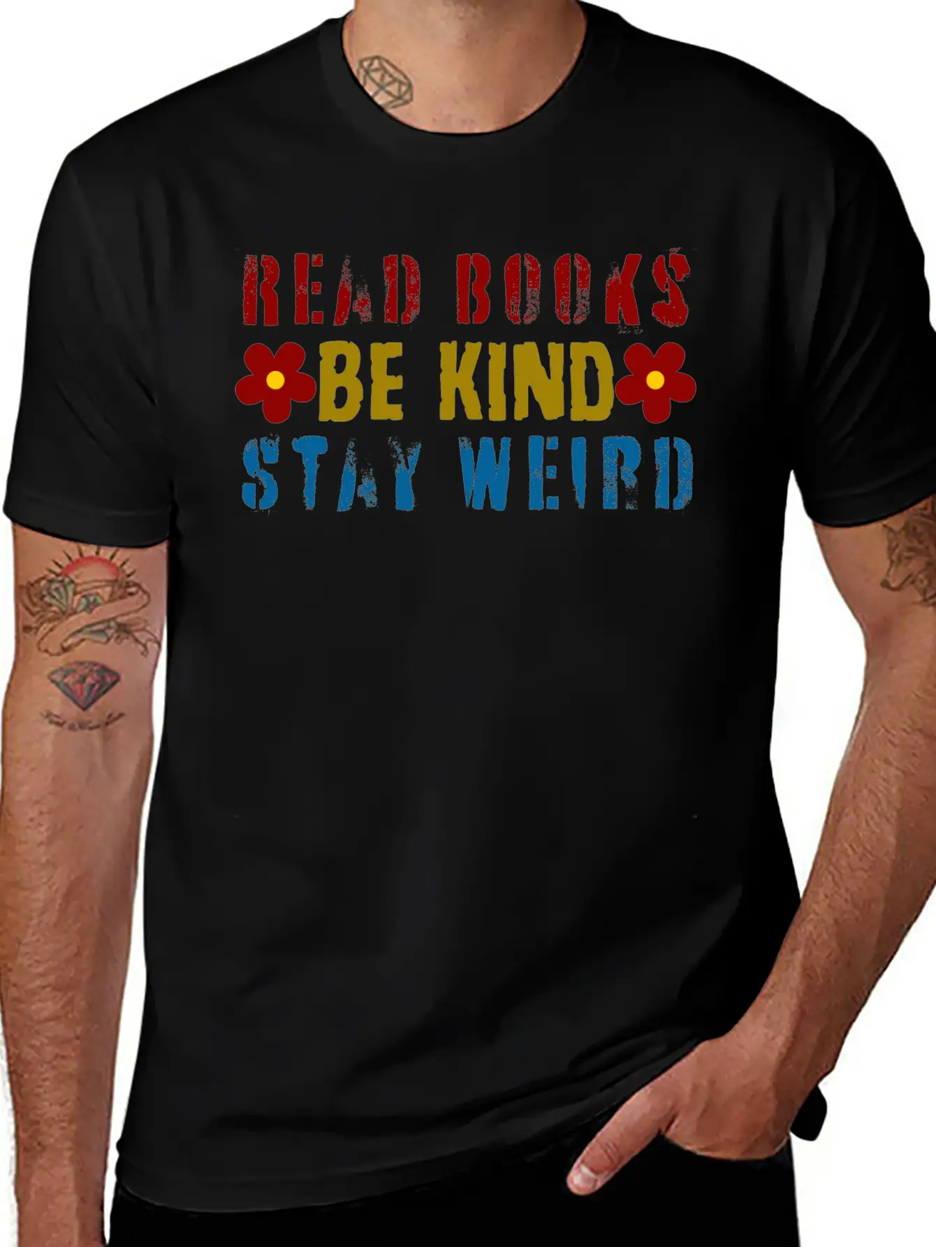 Read Books Be Kind Stay Weird Breathable Graphic T-Shirt – Perfect For Casual Days