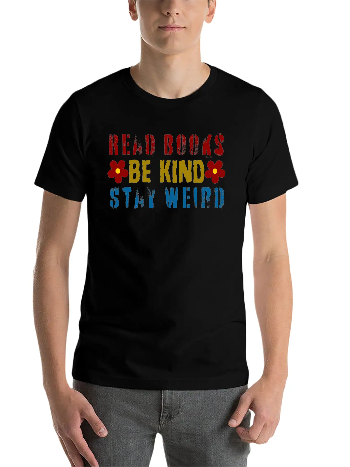 Read Books Be Kind Stay Weird Breathable Graphic T-Shirt – Perfect For Casual Days