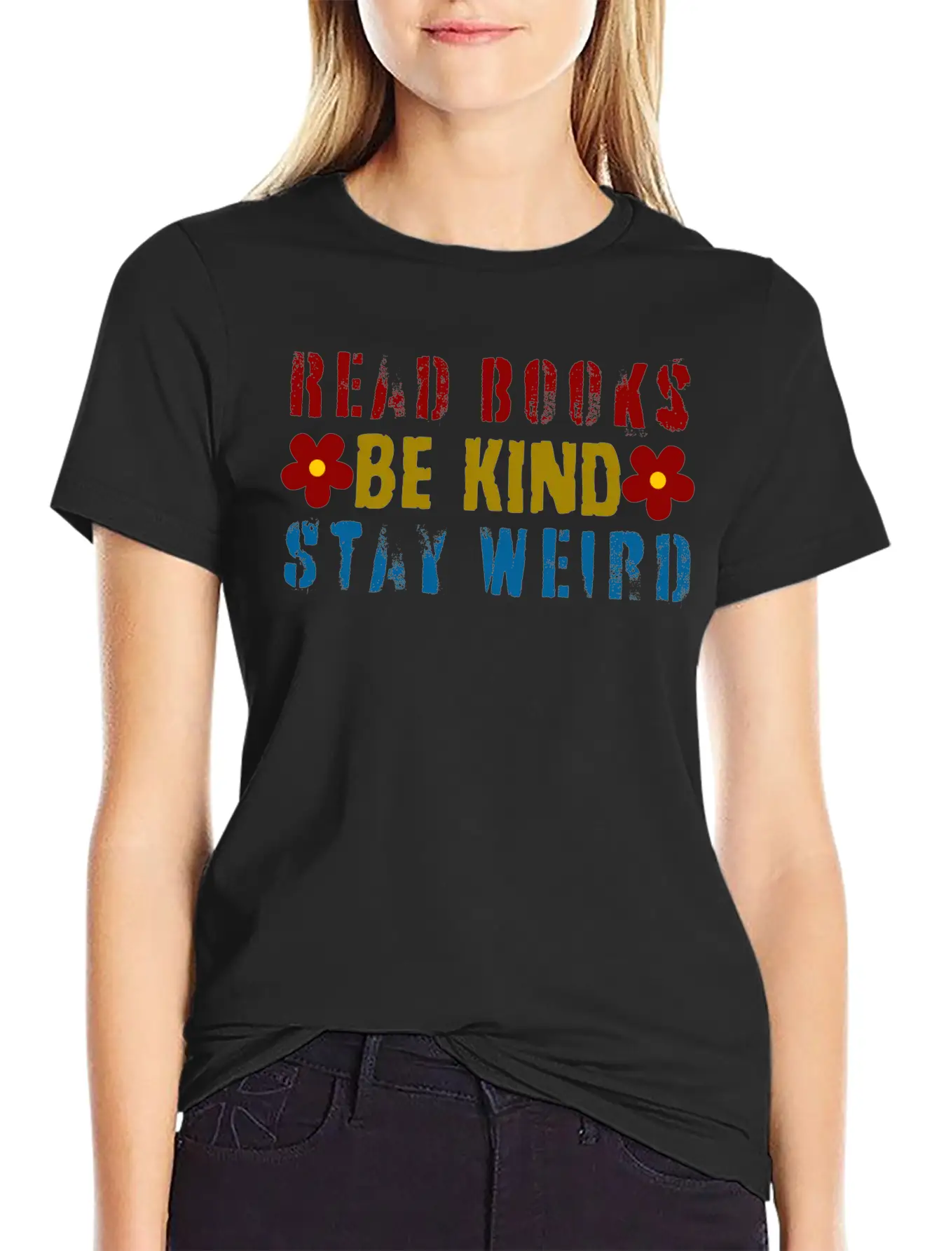 Read Books Be Kind Stay Weird Breathable Graphic T-Shirt – Perfect For Casual Days