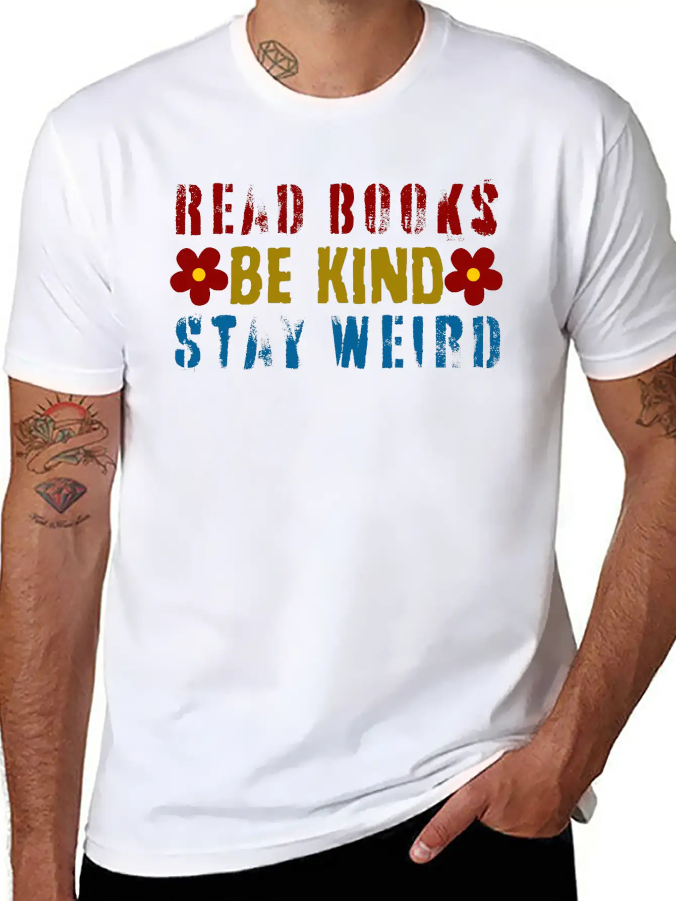 Read Books Be Kind Stay Weird Breathable Graphic T-Shirt – Perfect For Casual Days