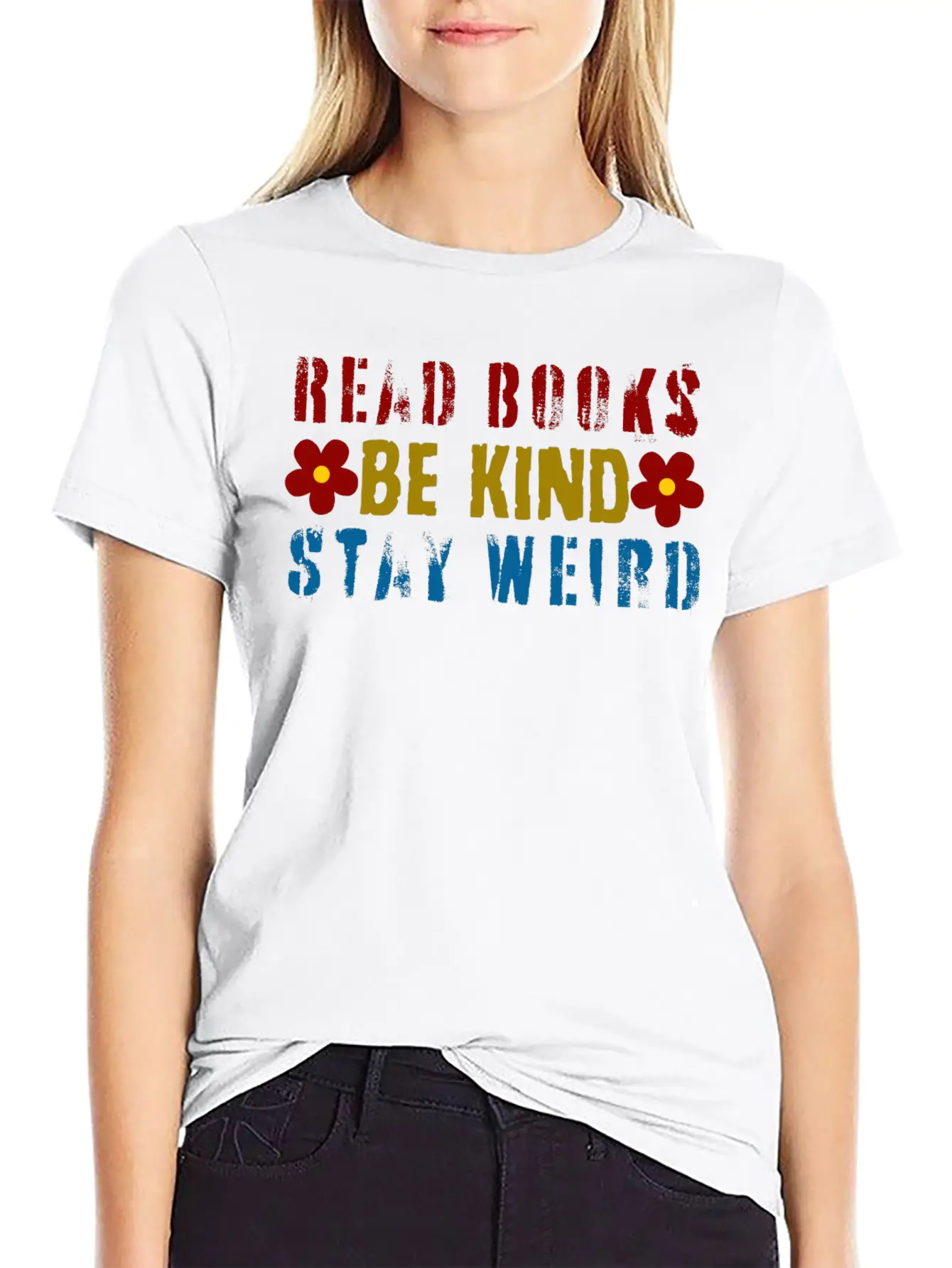 Read Books Be Kind Stay Weird Breathable Graphic T-Shirt – Perfect For Casual Days