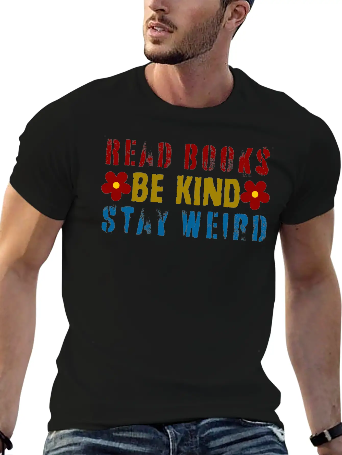 Read Books Be Kind Stay Weird Breathable Graphic T-Shirt – Perfect For Casual Days