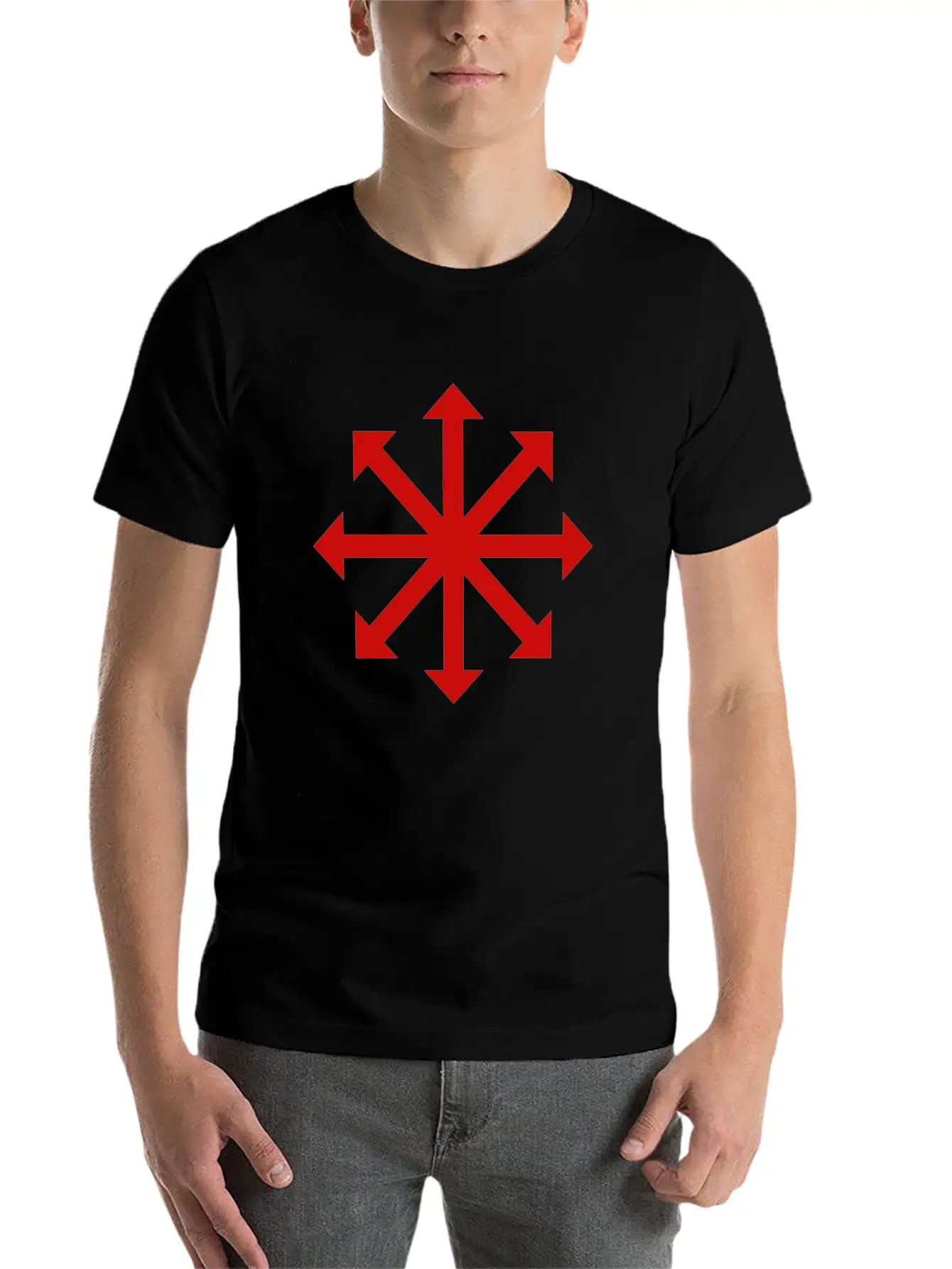 Red Chaos Star Stylish Everyday T-Shirt – Unisex Basic Cotton Tee