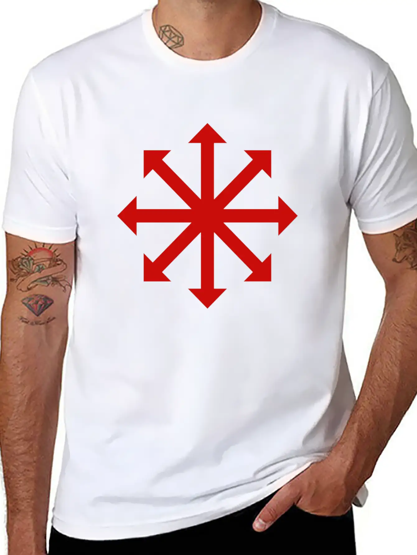 Red Chaos Star Stylish Everyday T-Shirt – Unisex Basic Cotton Tee