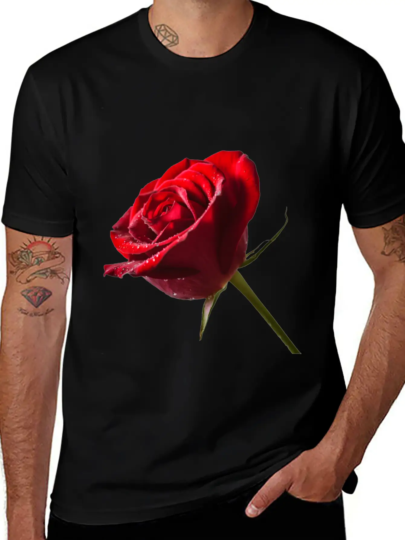 Red Rose Stylish Everyday T-Shirt – Unisex Basic Cotton Tee