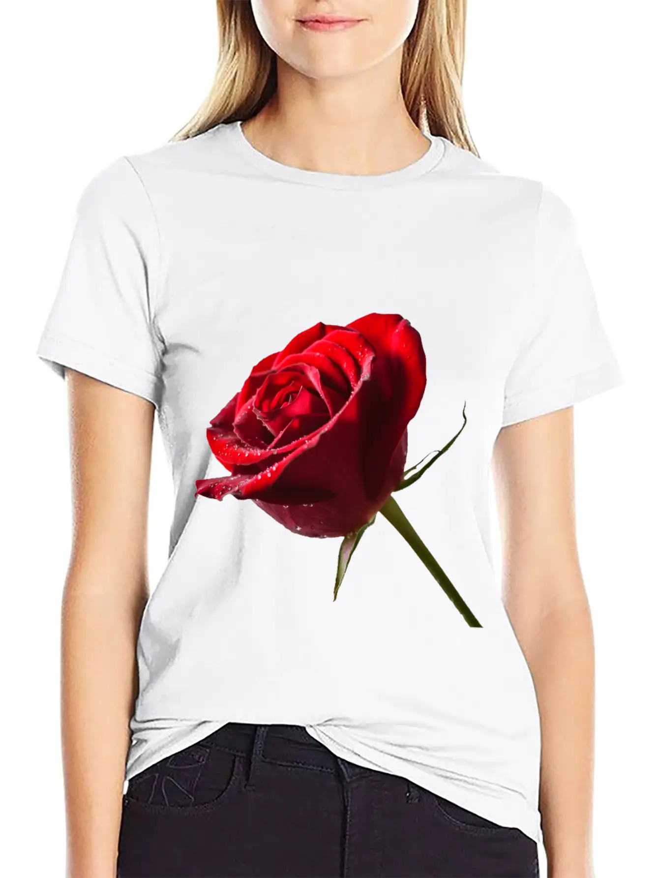 Red Rose Stylish Everyday T-Shirt – Unisex Basic Cotton Tee