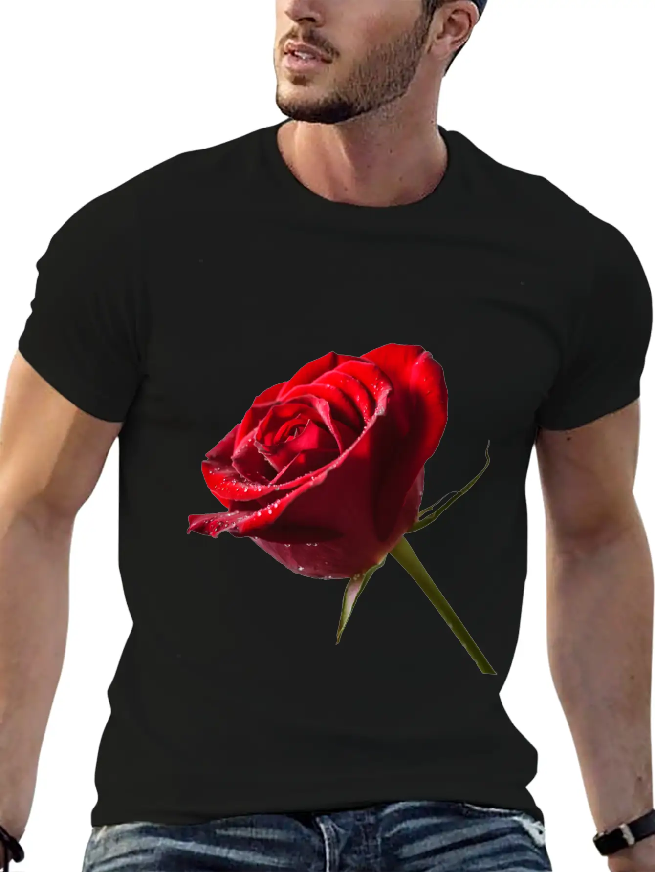 Red Rose Stylish Everyday T-Shirt – Unisex Basic Cotton Tee