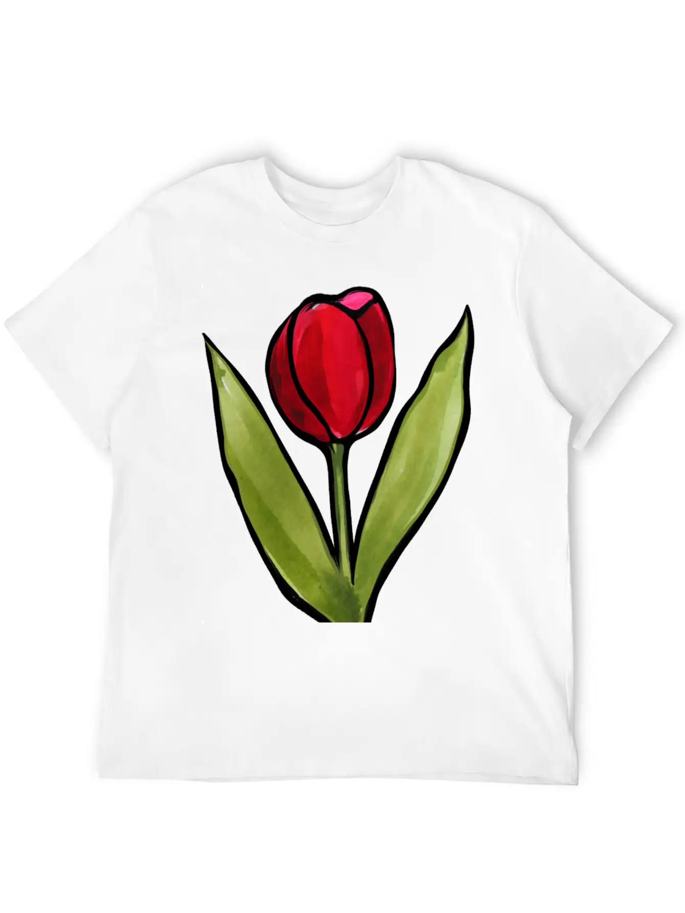 Red Tulip Gardener Basic Graphic T-Shirt – Daily Comfort In Soft Cotton