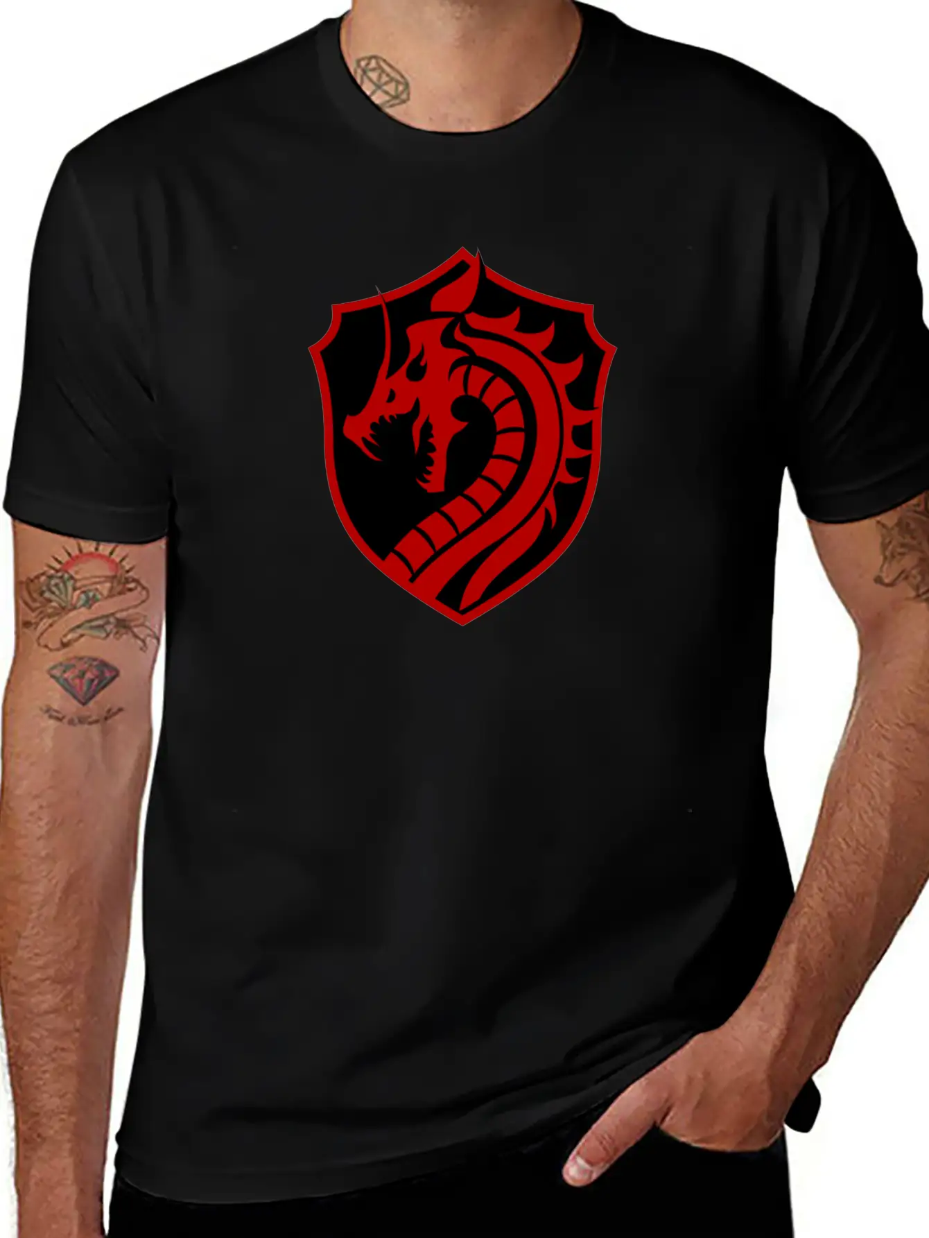 Red/black Dragon Basic Graphic T-Shirt – Daily Comfort In Soft Cotton