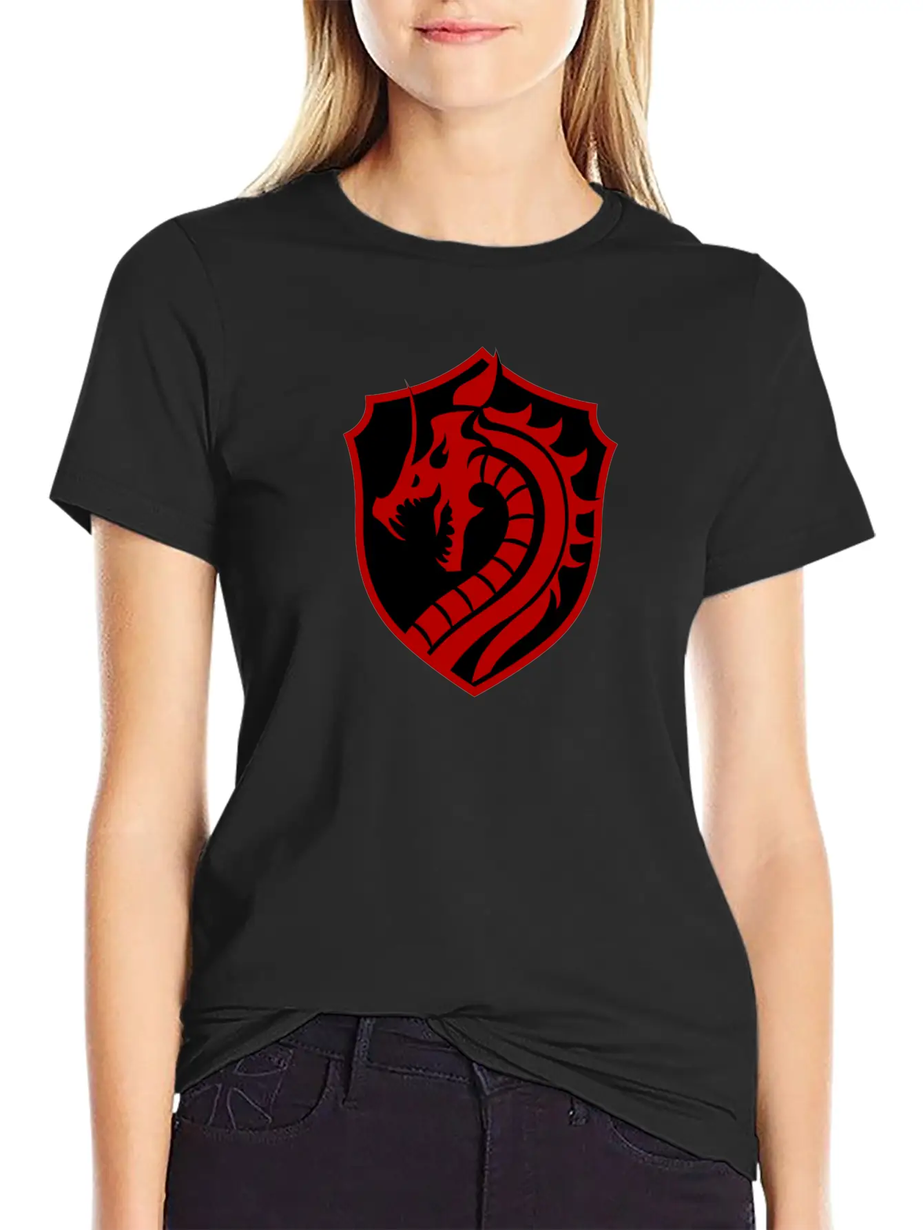 Red/black Dragon Basic Graphic T-Shirt – Daily Comfort In Soft Cotton