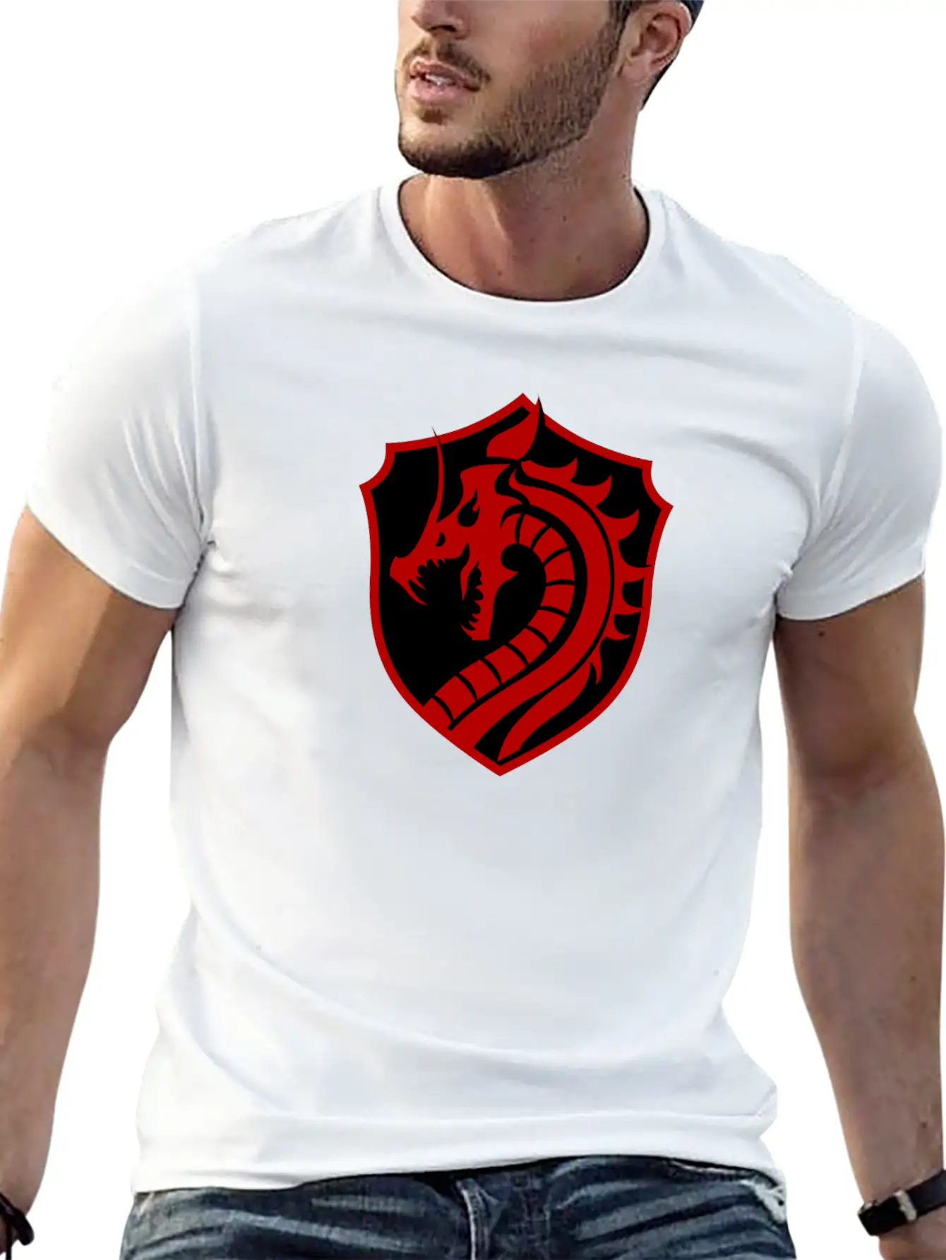 Red/black Dragon Basic Graphic T-Shirt – Daily Comfort In Soft Cotton